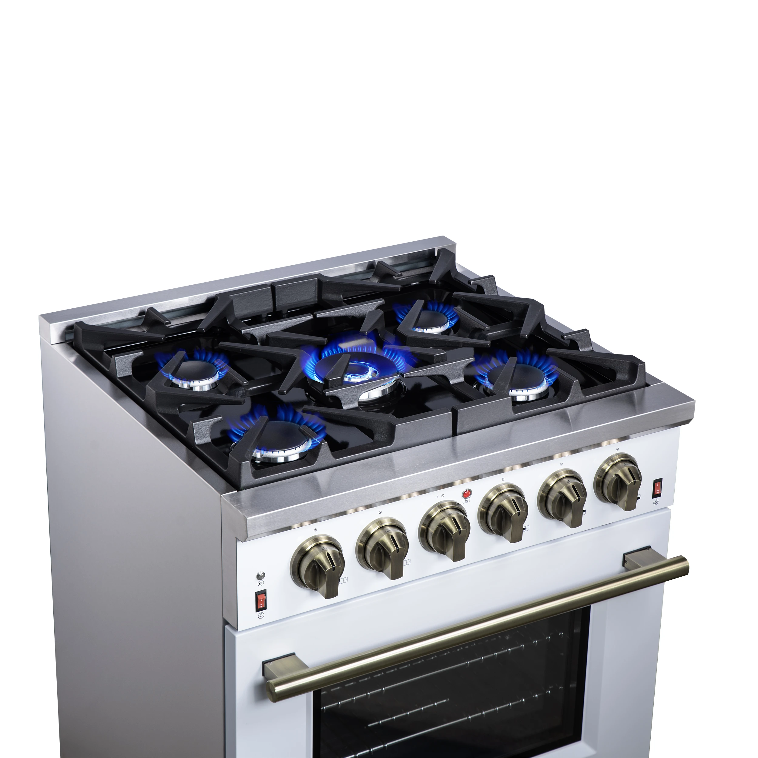 Massimo 30-Inch White Freestanding Gas Range, 5 Burners, True Convection Oven FFSGS623930WHT