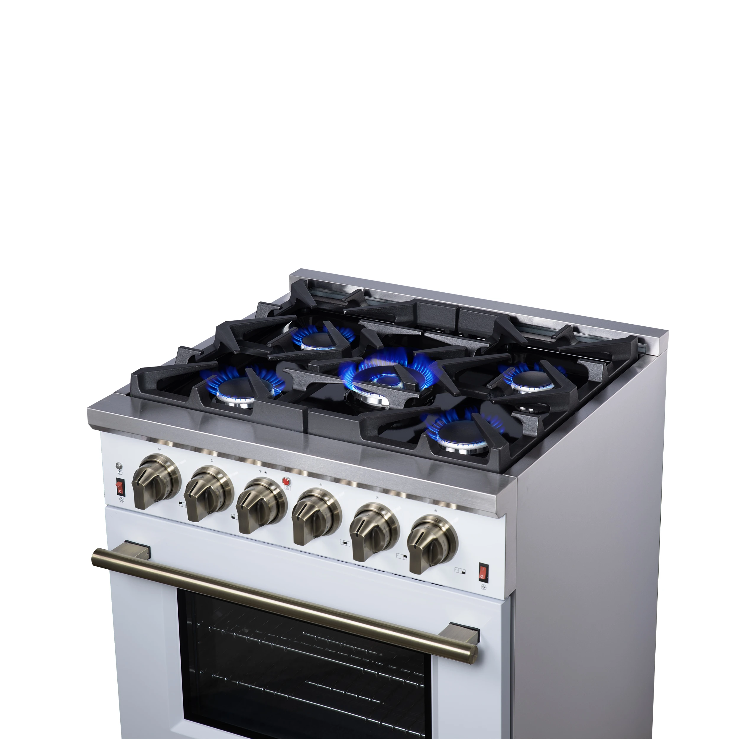 Massimo 30-Inch White Freestanding Gas Range, 5 Burners, True Convection Oven FFSGS623930WHT