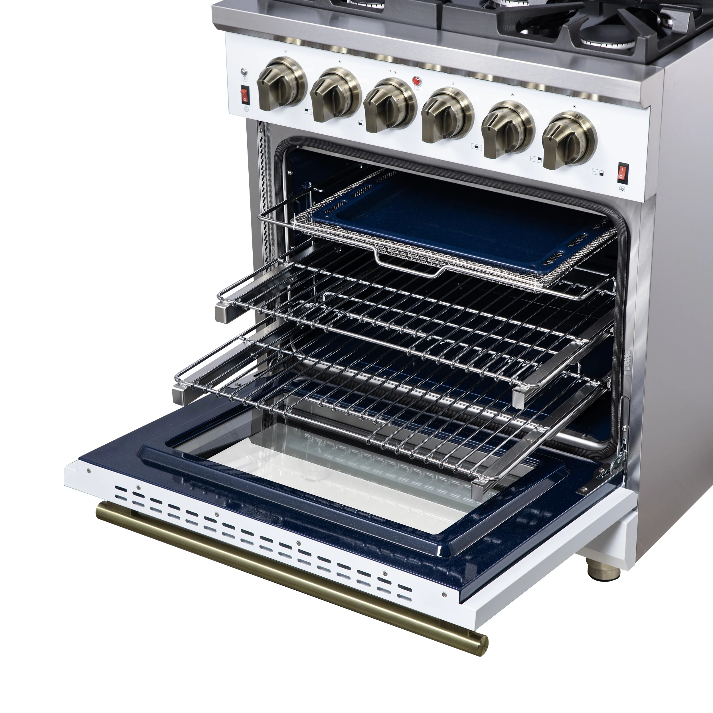 Massimo 30-Inch White Freestanding Gas Range, 5 Burners, True Convection Oven FFSGS623930WHT