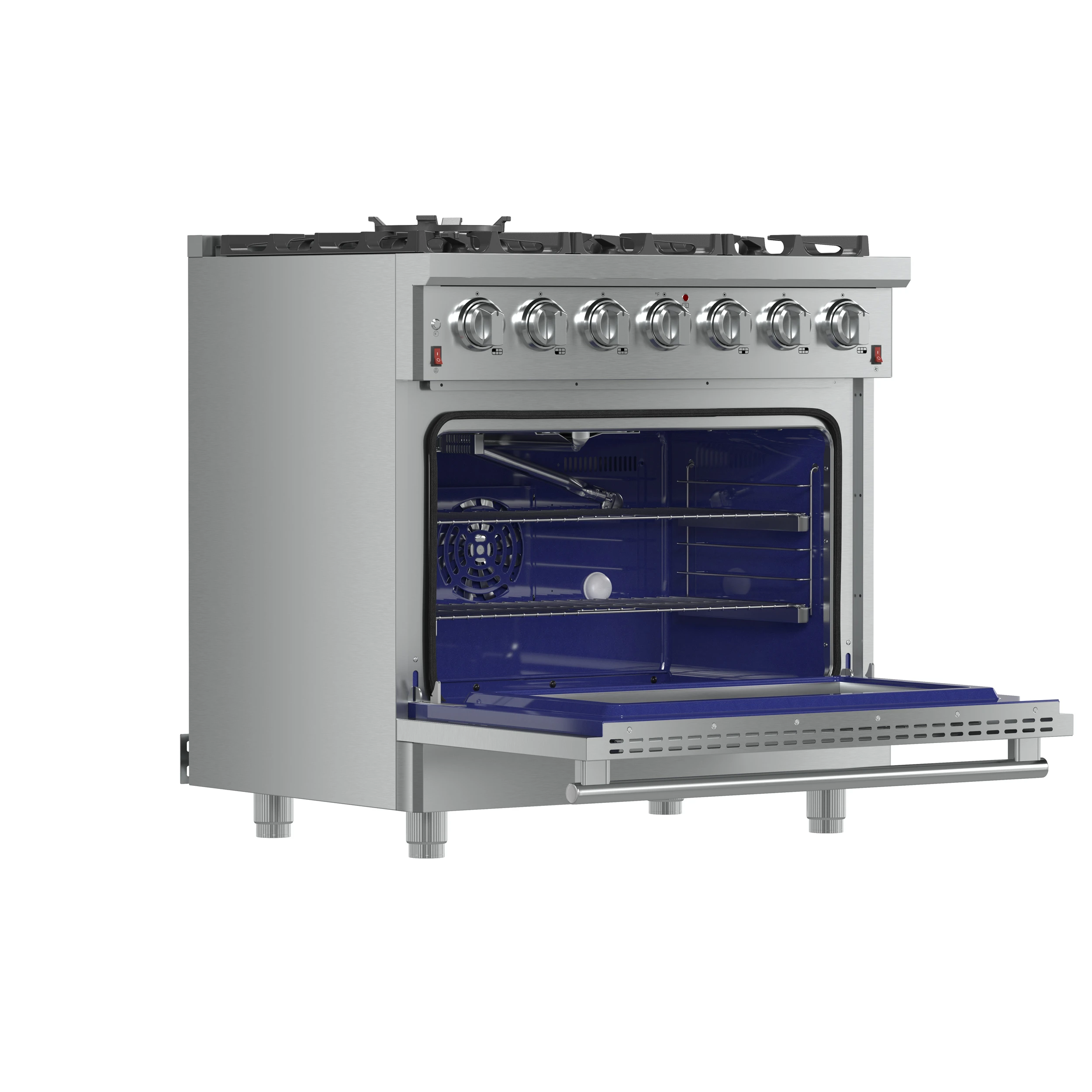 Massimo 36-Inch Freestanding Gas Range, 6 Sealed Burners, Convection Oven, Energy Efficient FFSGS623936