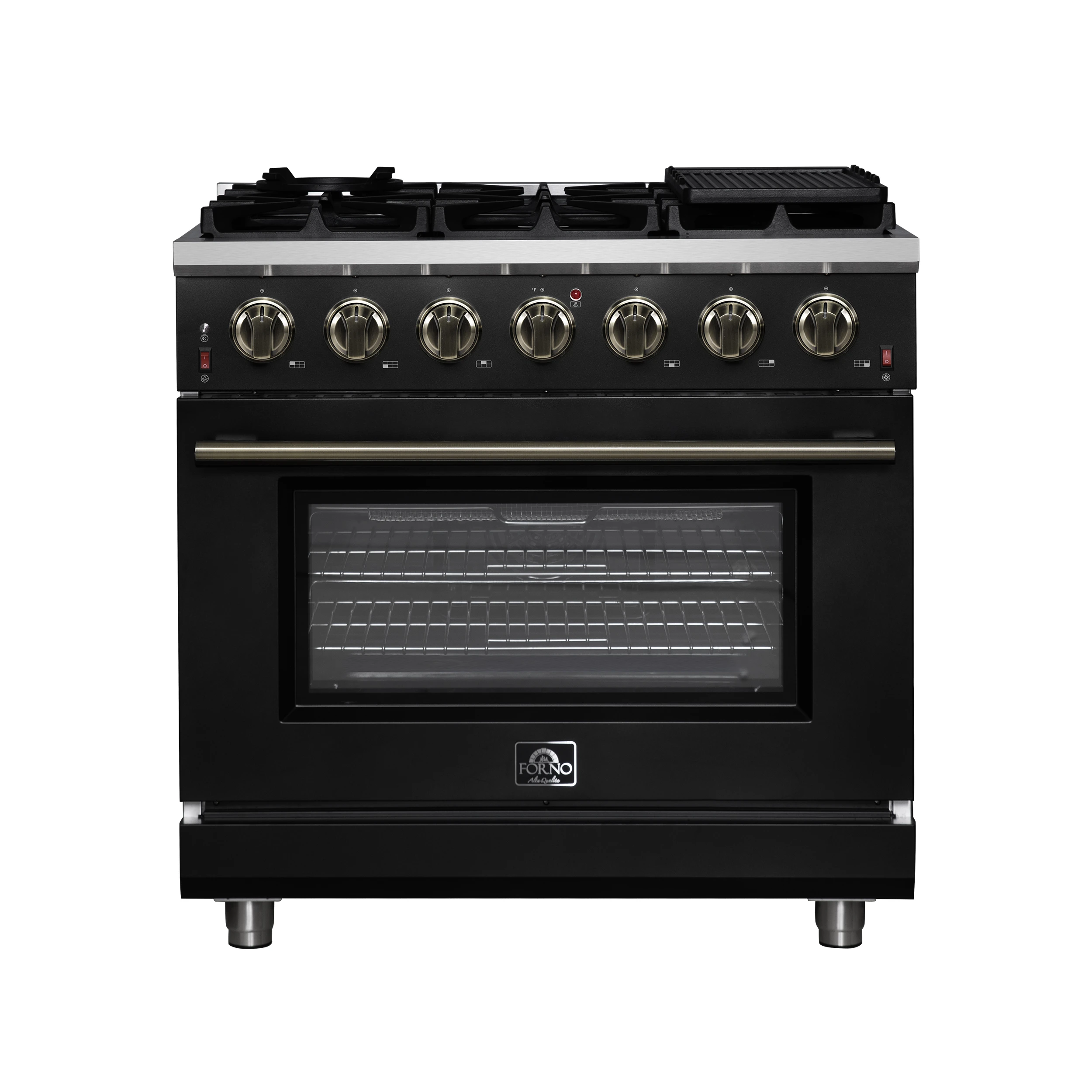 Massimo 36-Inch Black Freestanding Gas Range, 6 Sealed Burners, Convection Oven, Energy Efficient FFSGS623936BLK