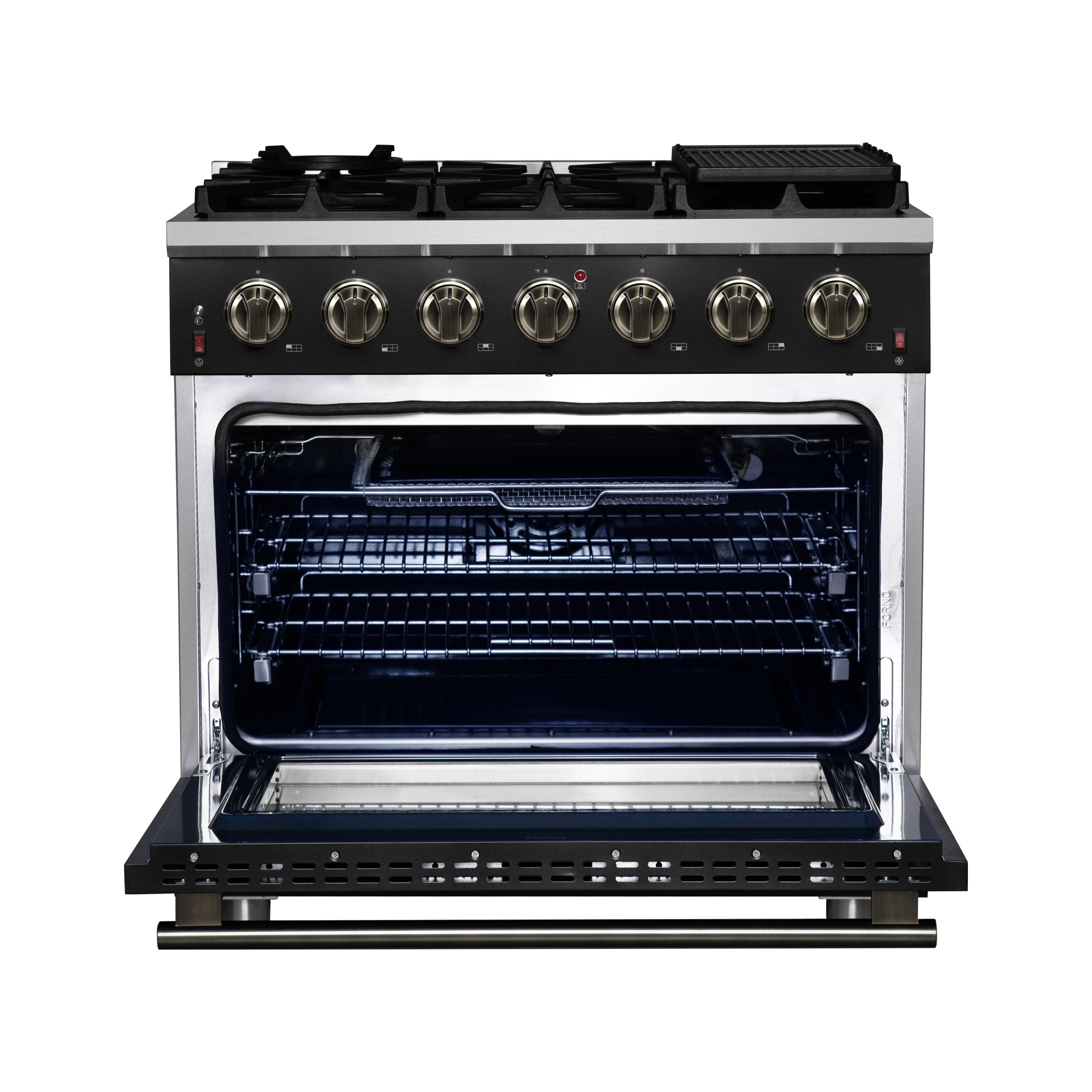 Massimo 36-Inch Black Freestanding Gas Range, 6 Sealed Burners, Convection Oven, Energy Efficient FFSGS623936BLK