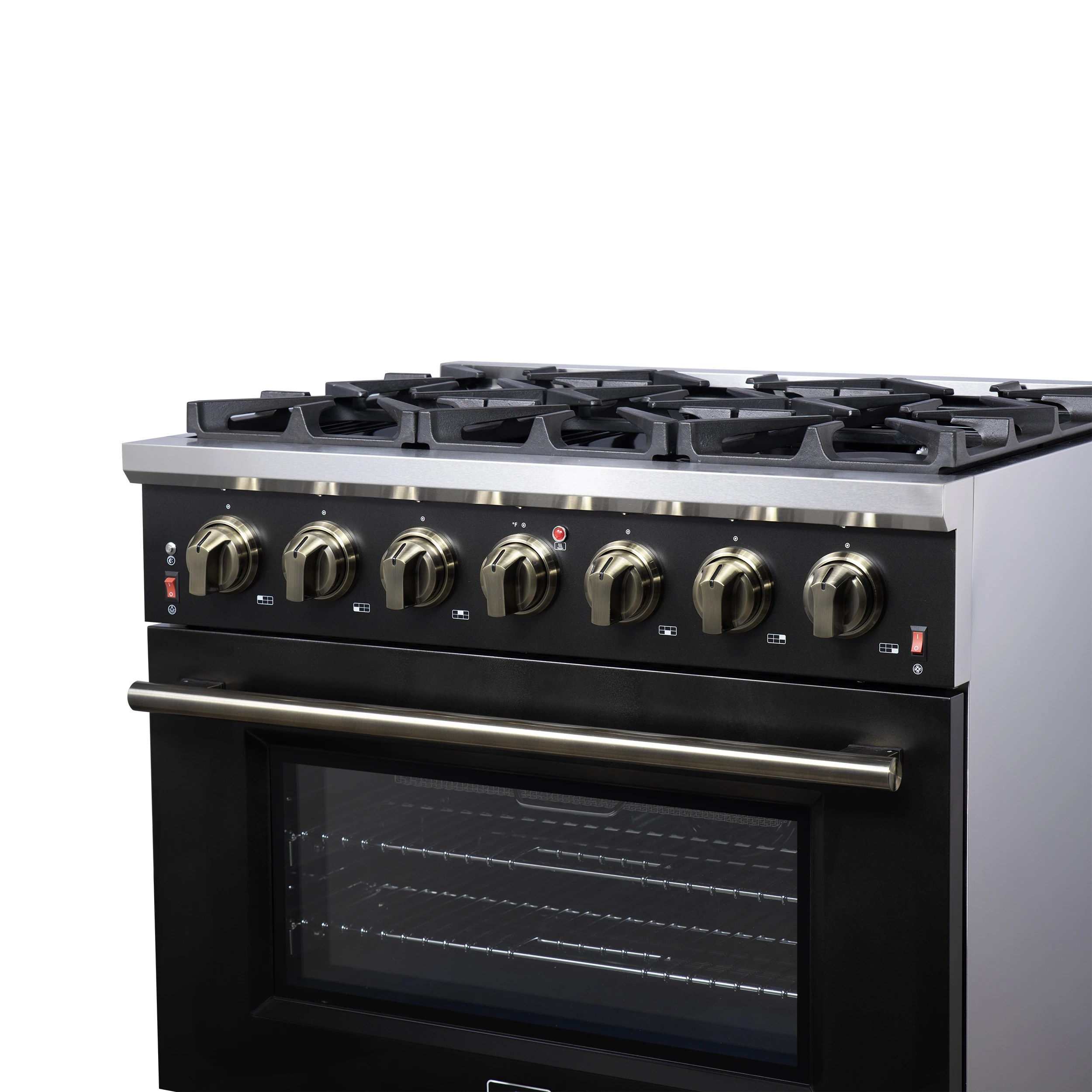 Massimo 36-Inch Black Freestanding Gas Range, 6 Sealed Burners, Convection Oven, Energy Efficient FFSGS623936BLK