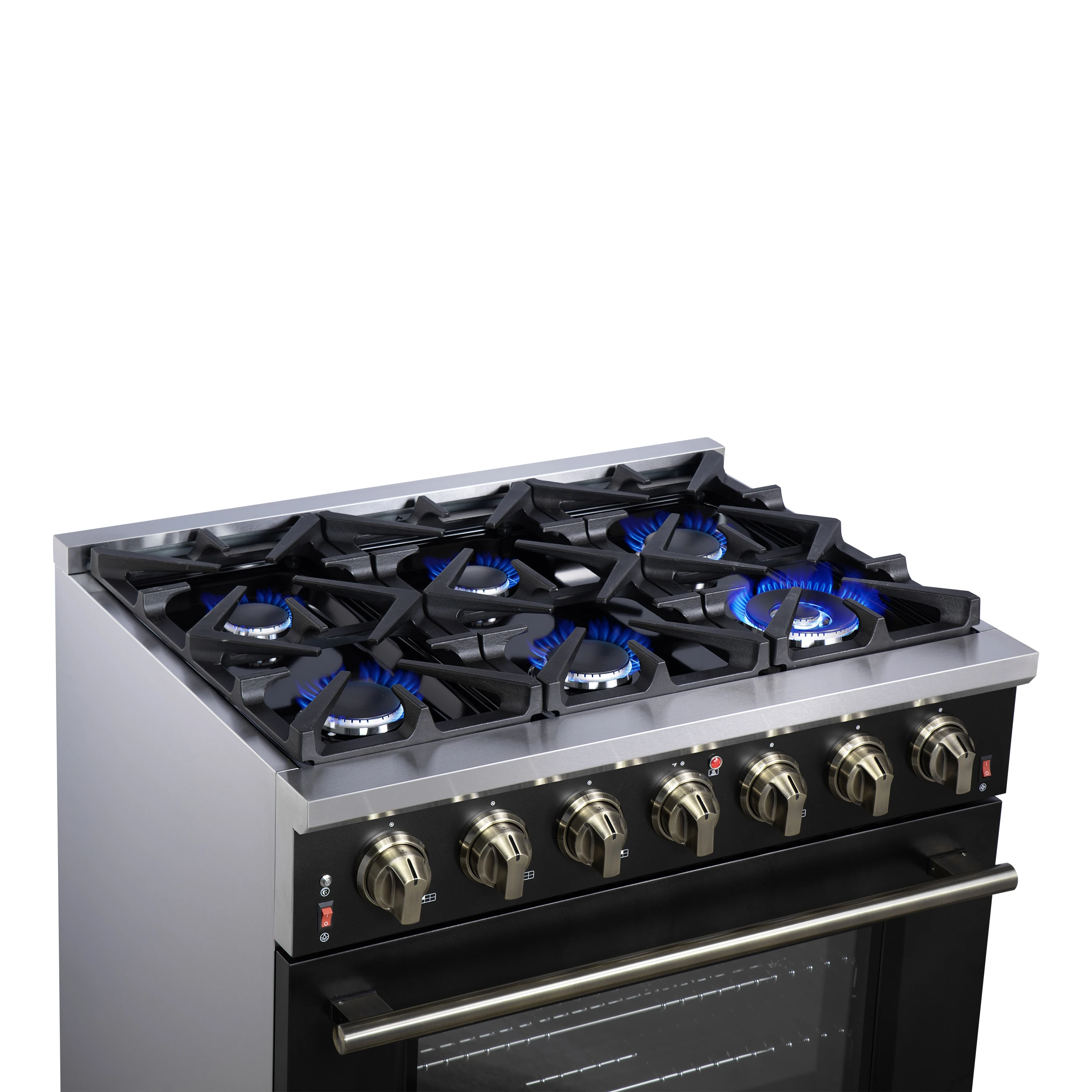 Massimo 36-Inch Black Freestanding Gas Range, 6 Sealed Burners, Convection Oven, Energy Efficient FFSGS623936BLK
