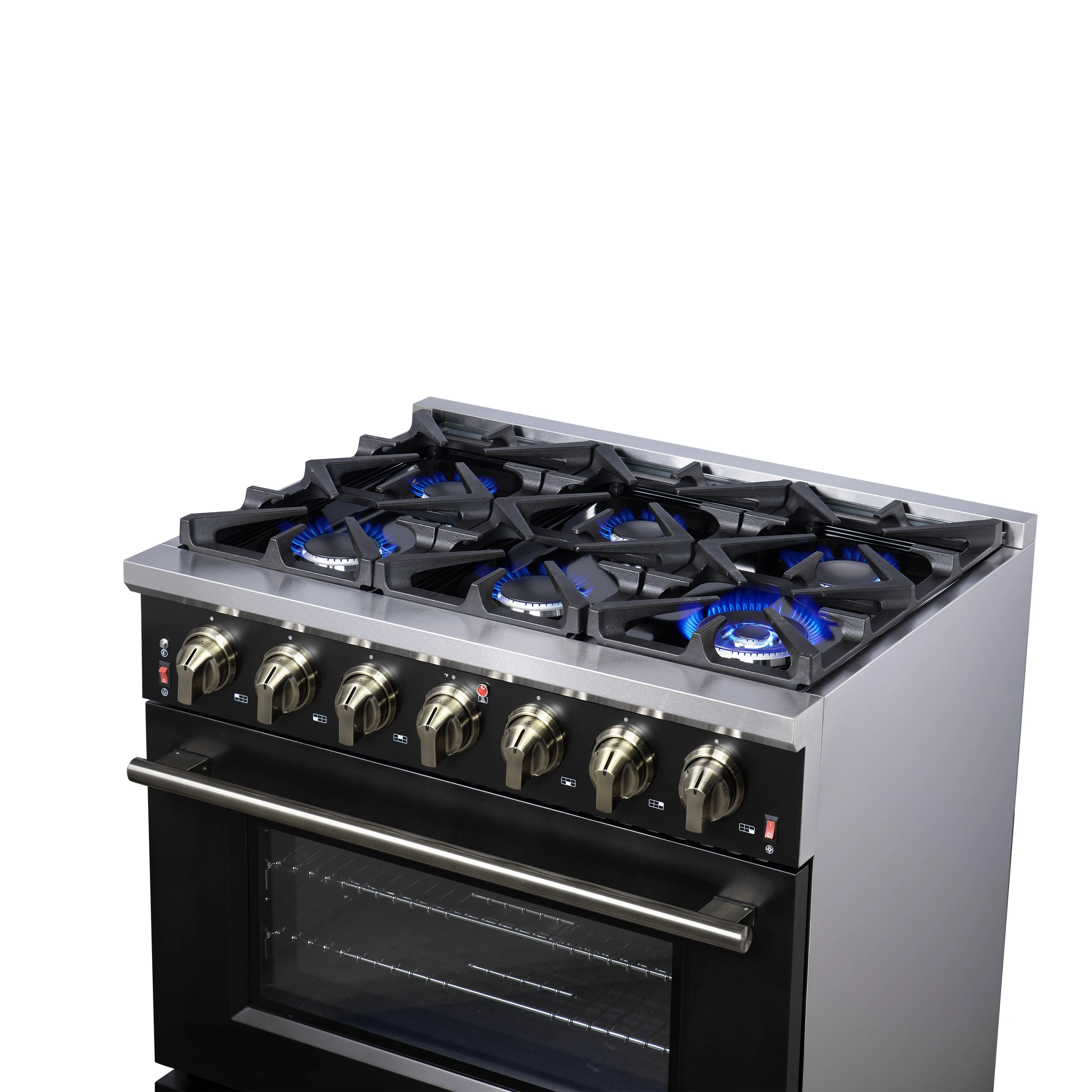 Massimo 36-Inch Black Freestanding Gas Range, 6 Sealed Burners, Convection Oven, Energy Efficient FFSGS623936BLK