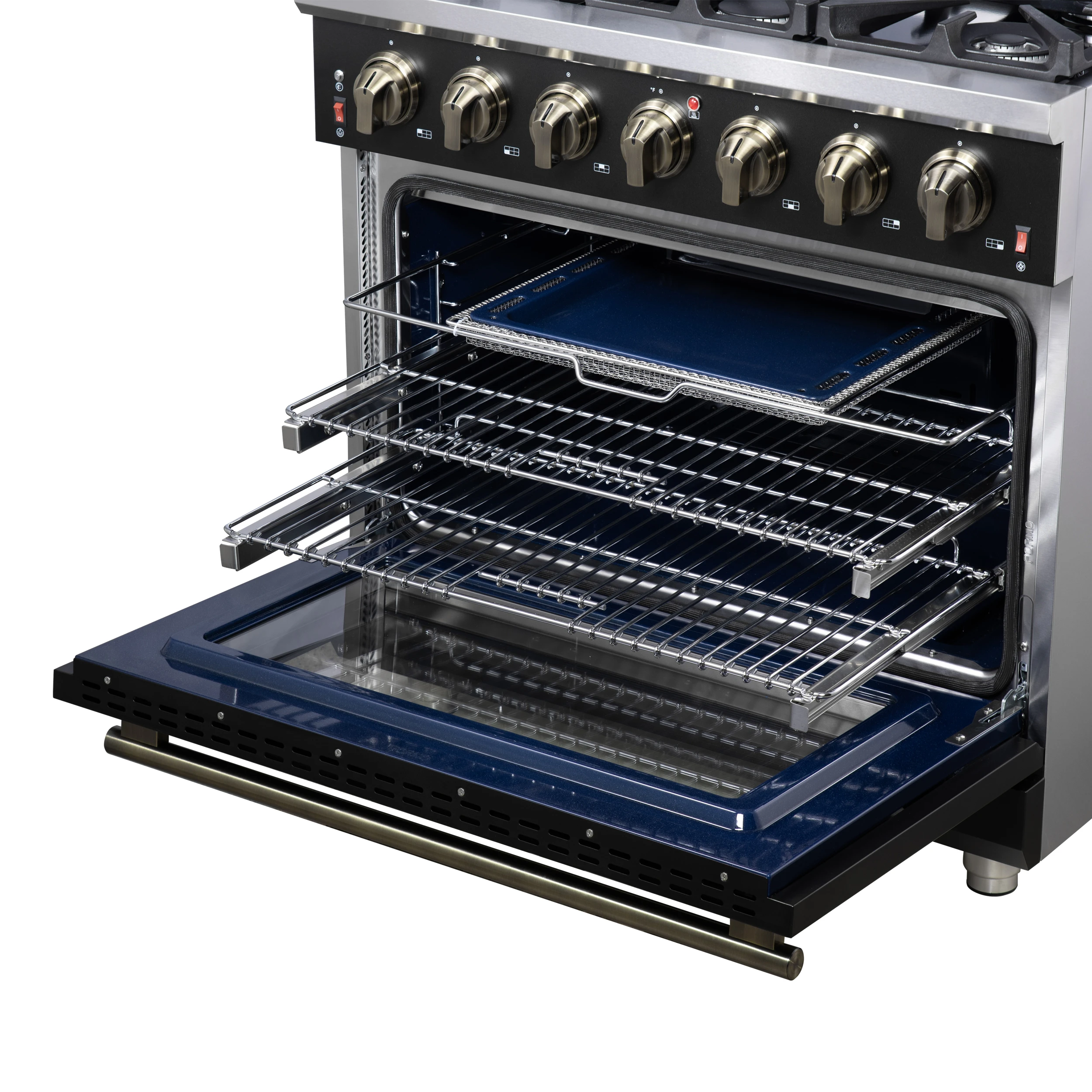 Massimo 36-Inch Black Freestanding Gas Range, 6 Sealed Burners, Convection Oven, Energy Efficient FFSGS623936BLK