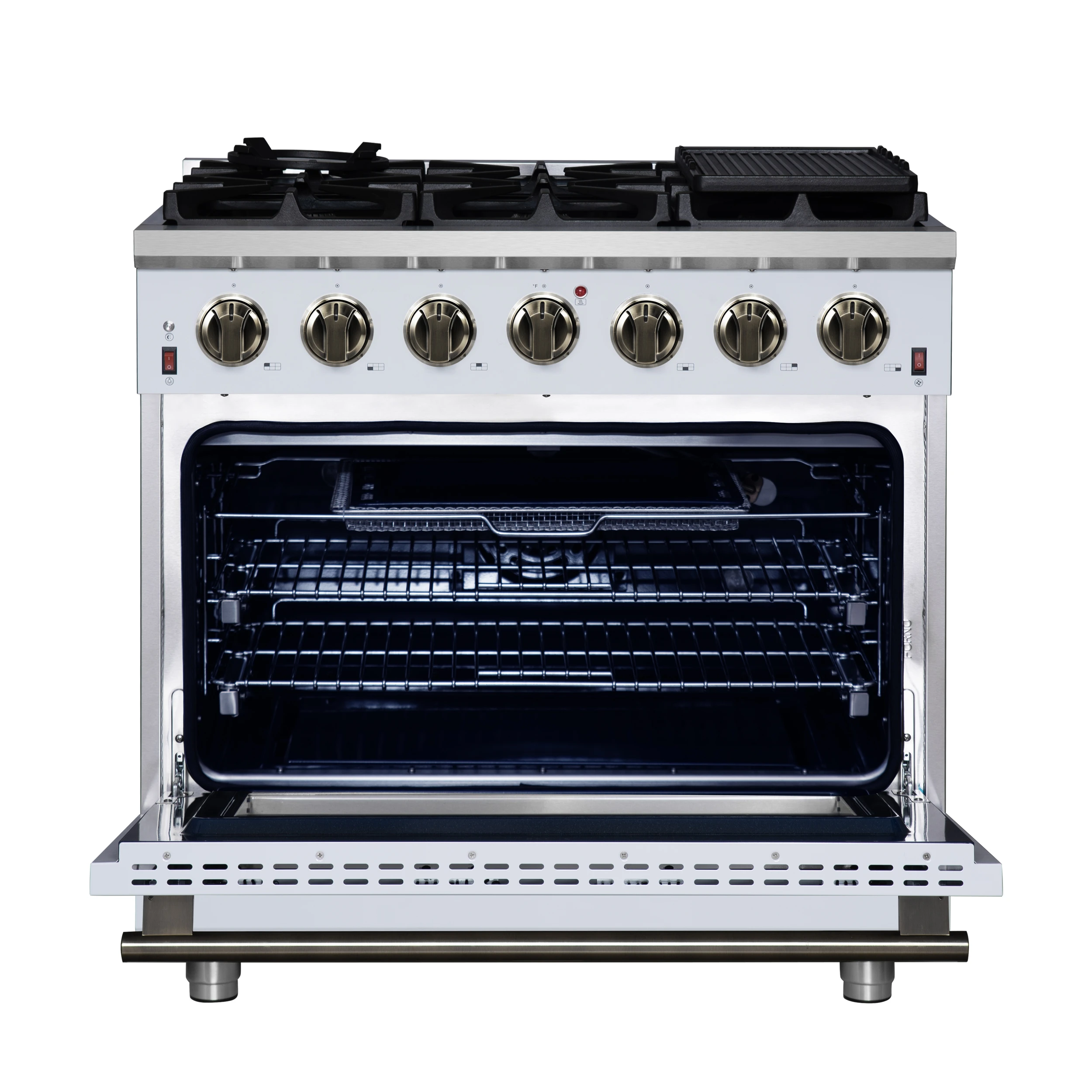 Massimo 36-Inch White Freestanding Gas Range, 6 Sealed Burners, Convection Oven, Energy Efficient FFSGS623936WHT