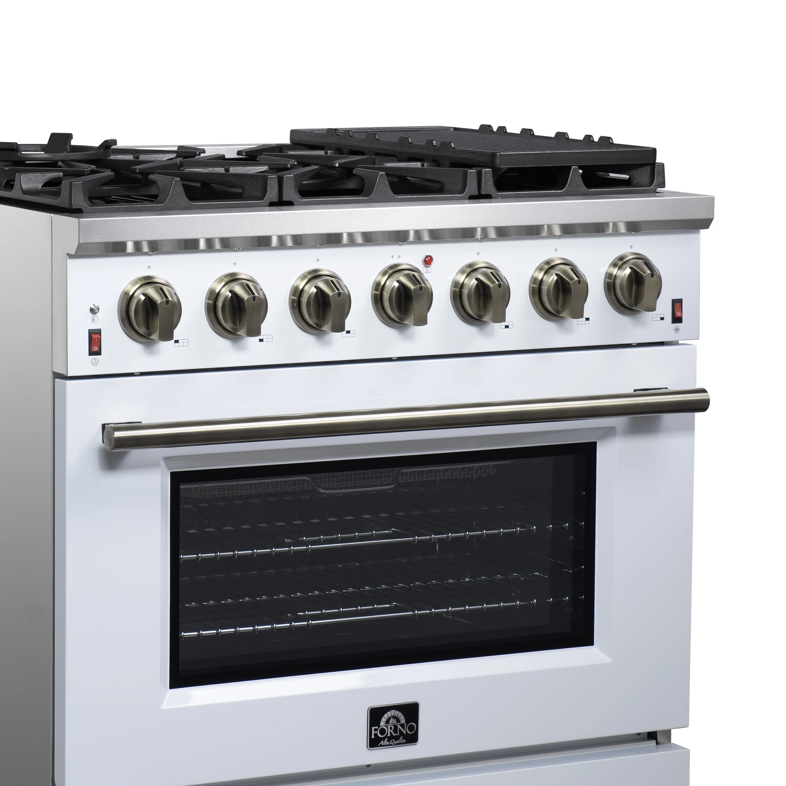 Massimo 36-Inch White Freestanding Gas Range, 6 Sealed Burners, Convection Oven, Energy Efficient FFSGS623936WHT