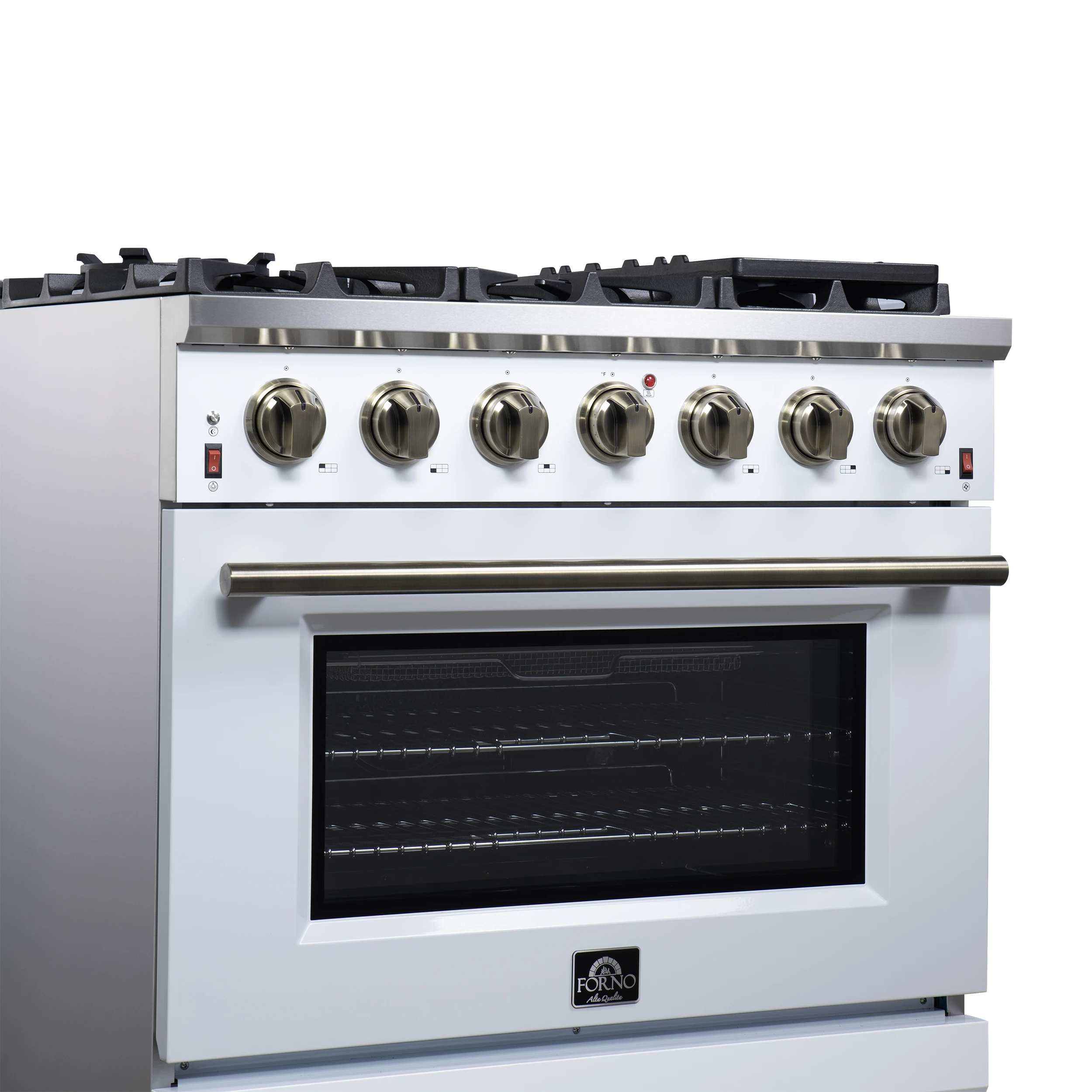 Massimo 36-Inch White Freestanding Gas Range, 6 Sealed Burners, Convection Oven, Energy Efficient FFSGS623936WHT