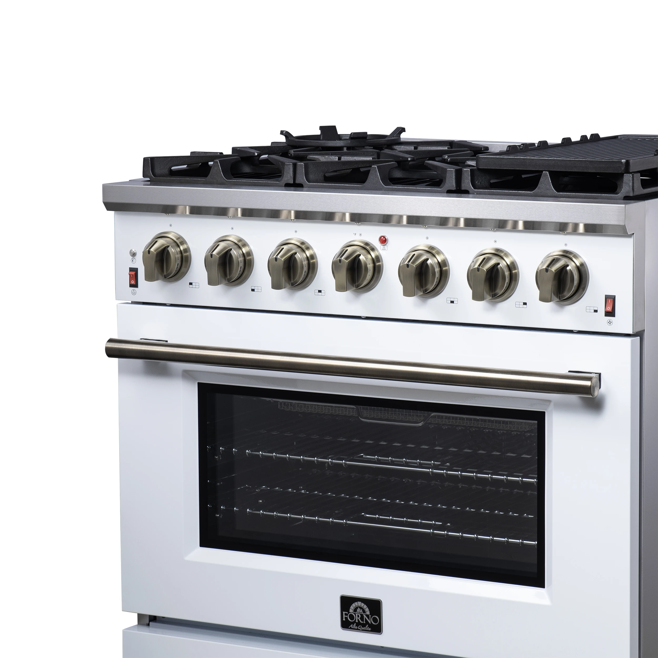 Massimo 36-Inch White Freestanding Gas Range, 6 Sealed Burners, Convection Oven, Energy Efficient FFSGS623936WHT