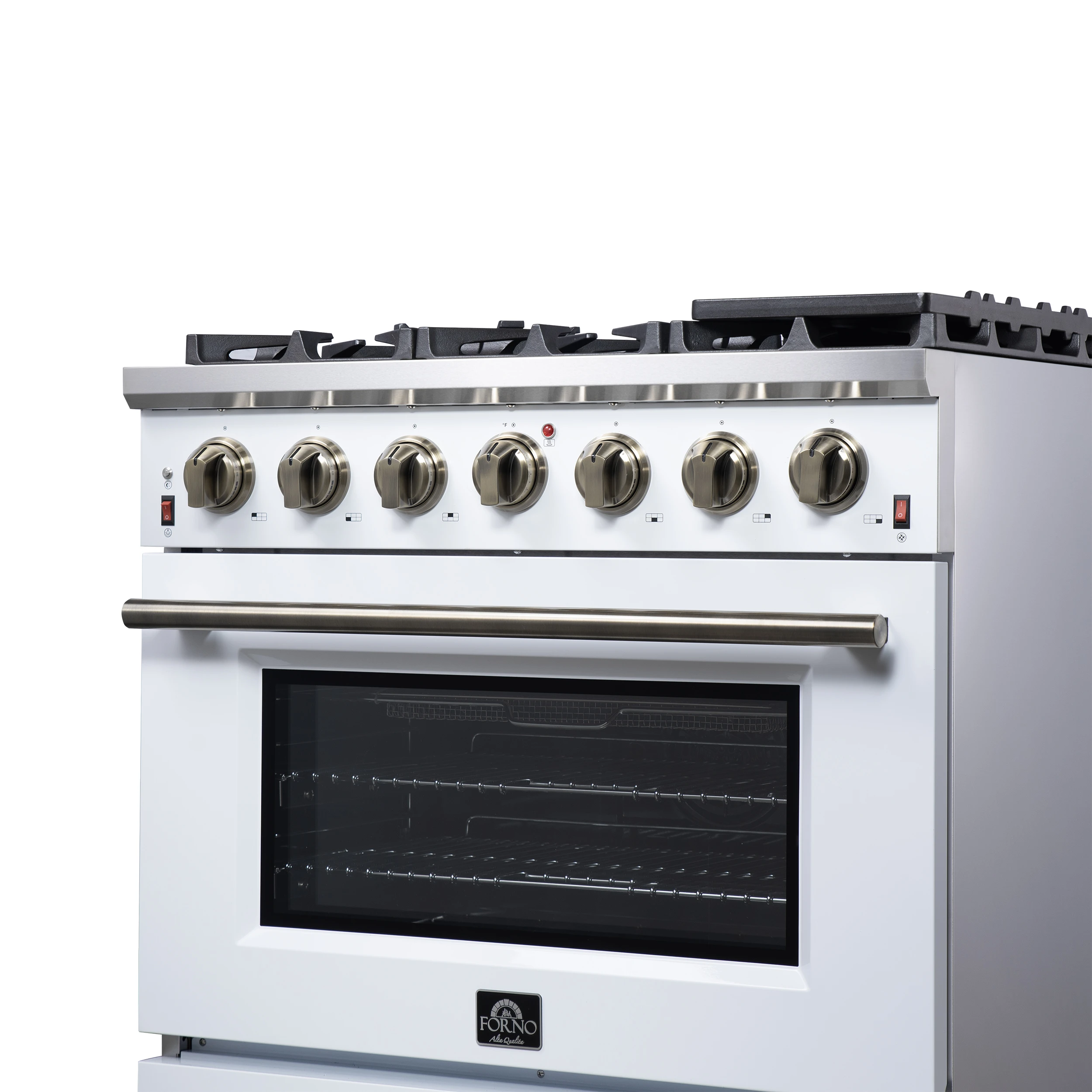 Massimo 36-Inch White Freestanding Gas Range, 6 Sealed Burners, Convection Oven, Energy Efficient FFSGS623936WHT