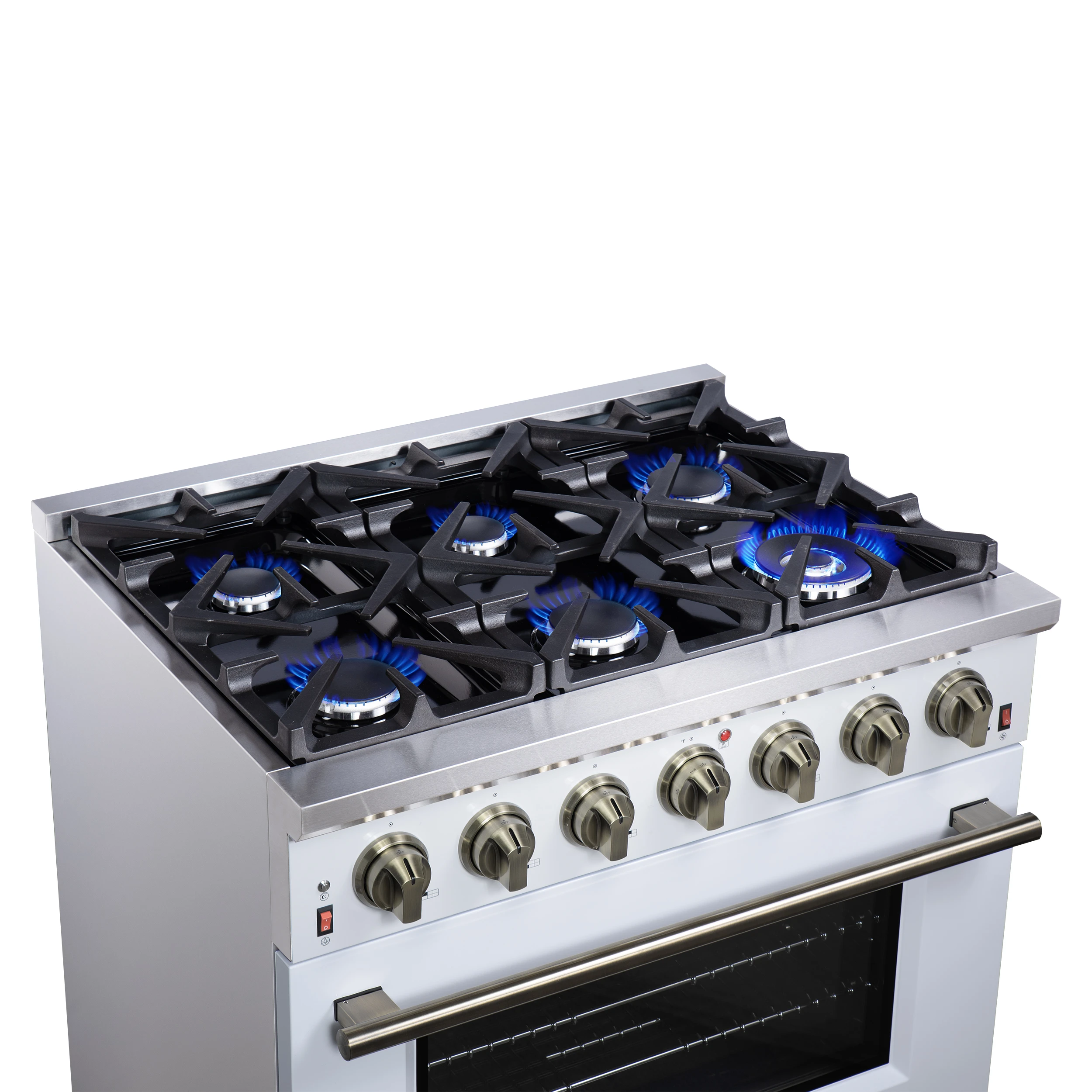 Massimo 36-Inch White Freestanding Gas Range, 6 Sealed Burners, Convection Oven, Energy Efficient FFSGS623936WHT