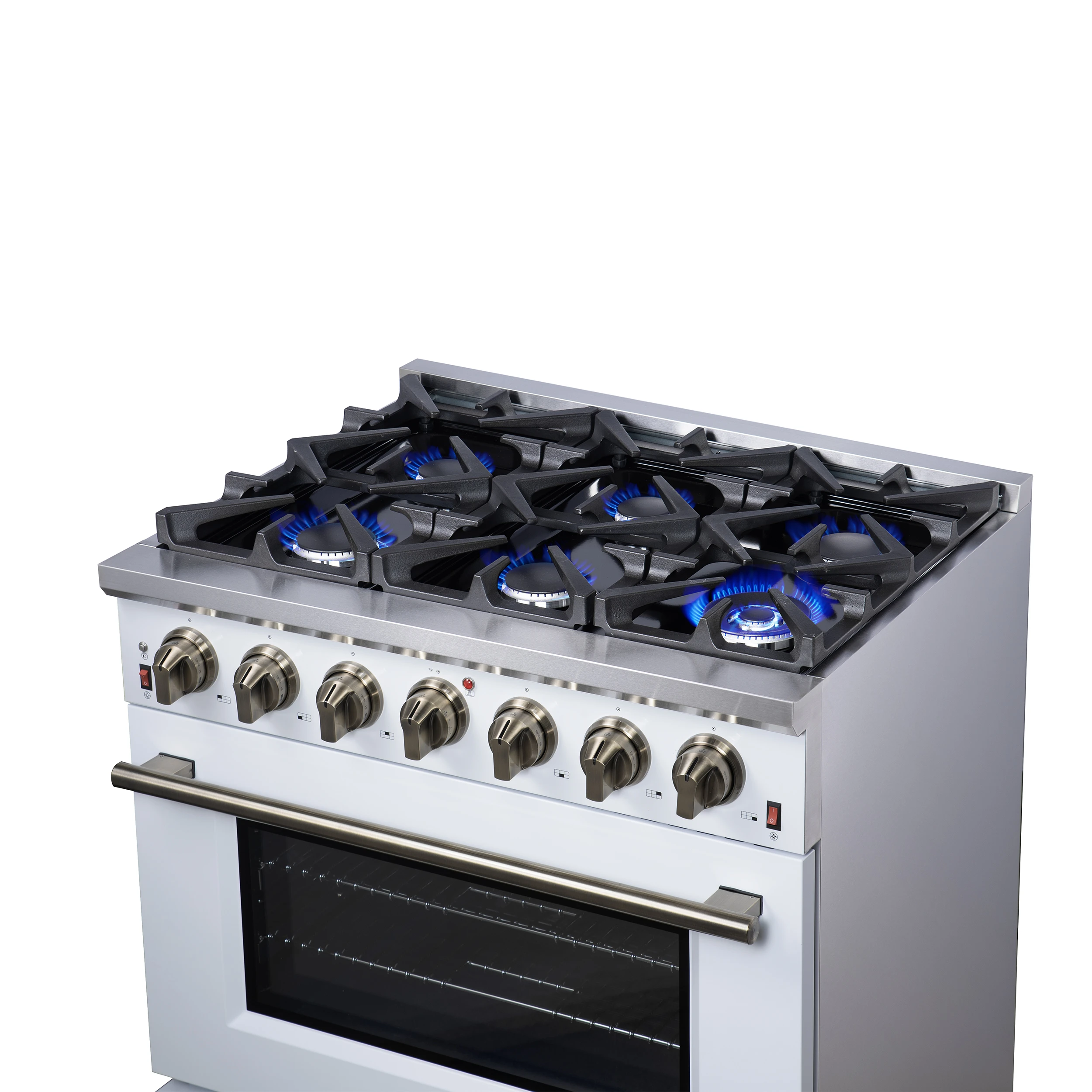 Massimo 36-Inch White Freestanding Gas Range, 6 Sealed Burners, Convection Oven, Energy Efficient FFSGS623936WHT