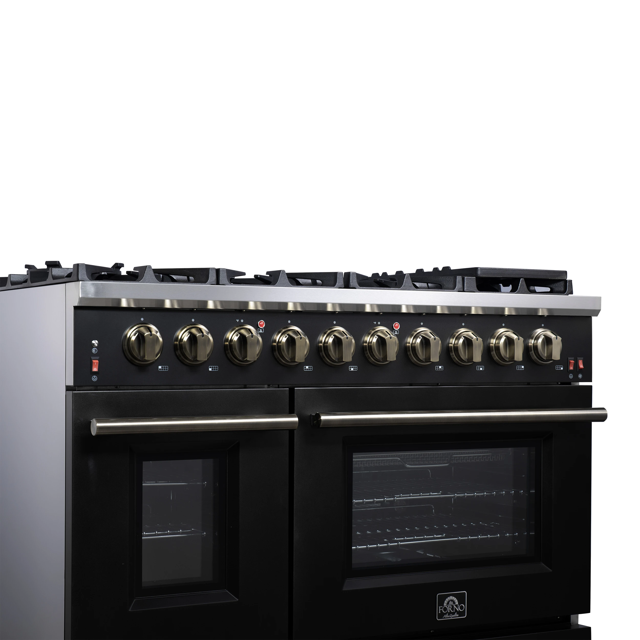 Massimo 48-Inch Black Freestanding Gas Range, 8 Burners, True Convection Oven FFSGS623948BLK