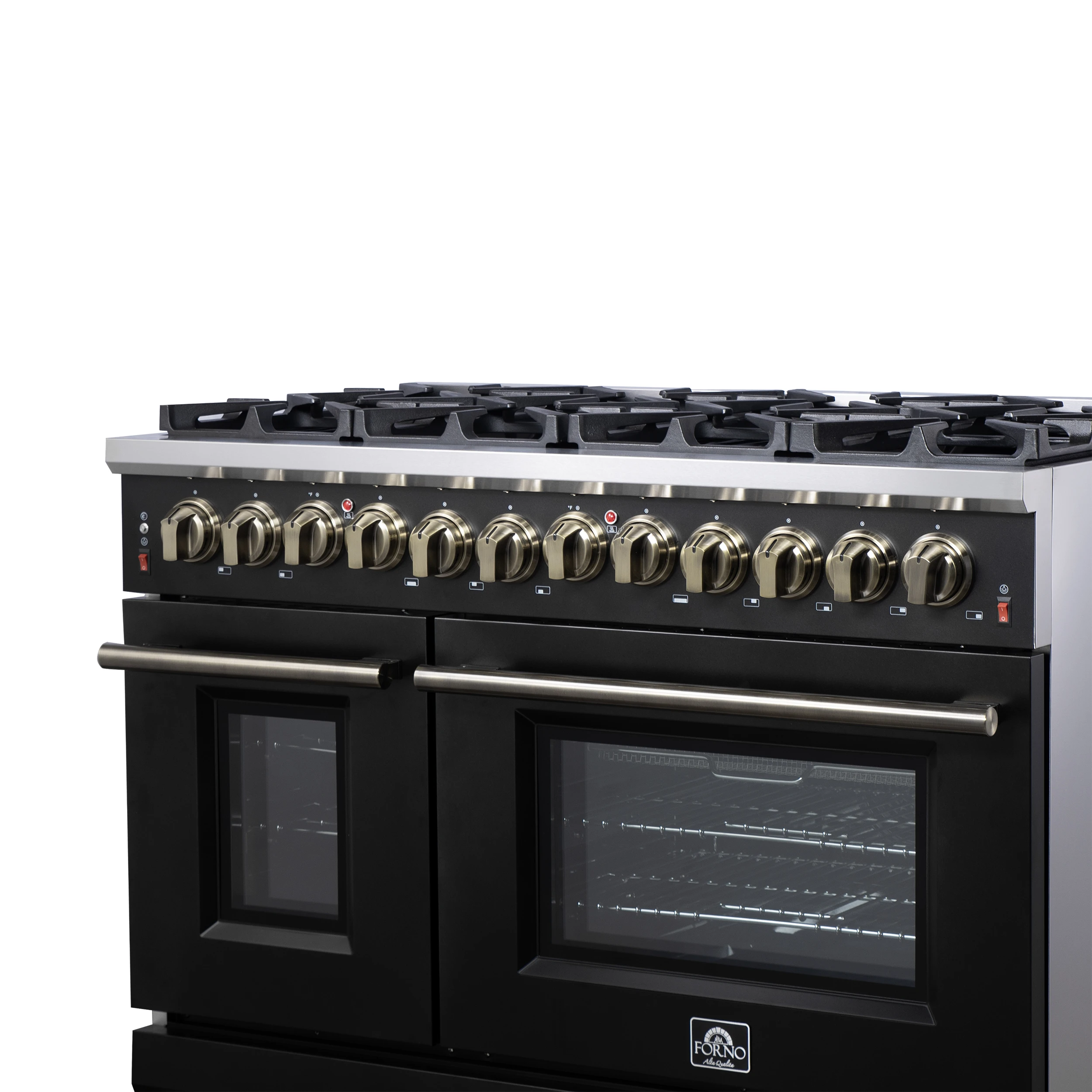 Massimo 48-Inch Black Freestanding Gas Range, 8 Burners, True Convection Oven FFSGS623948BLK