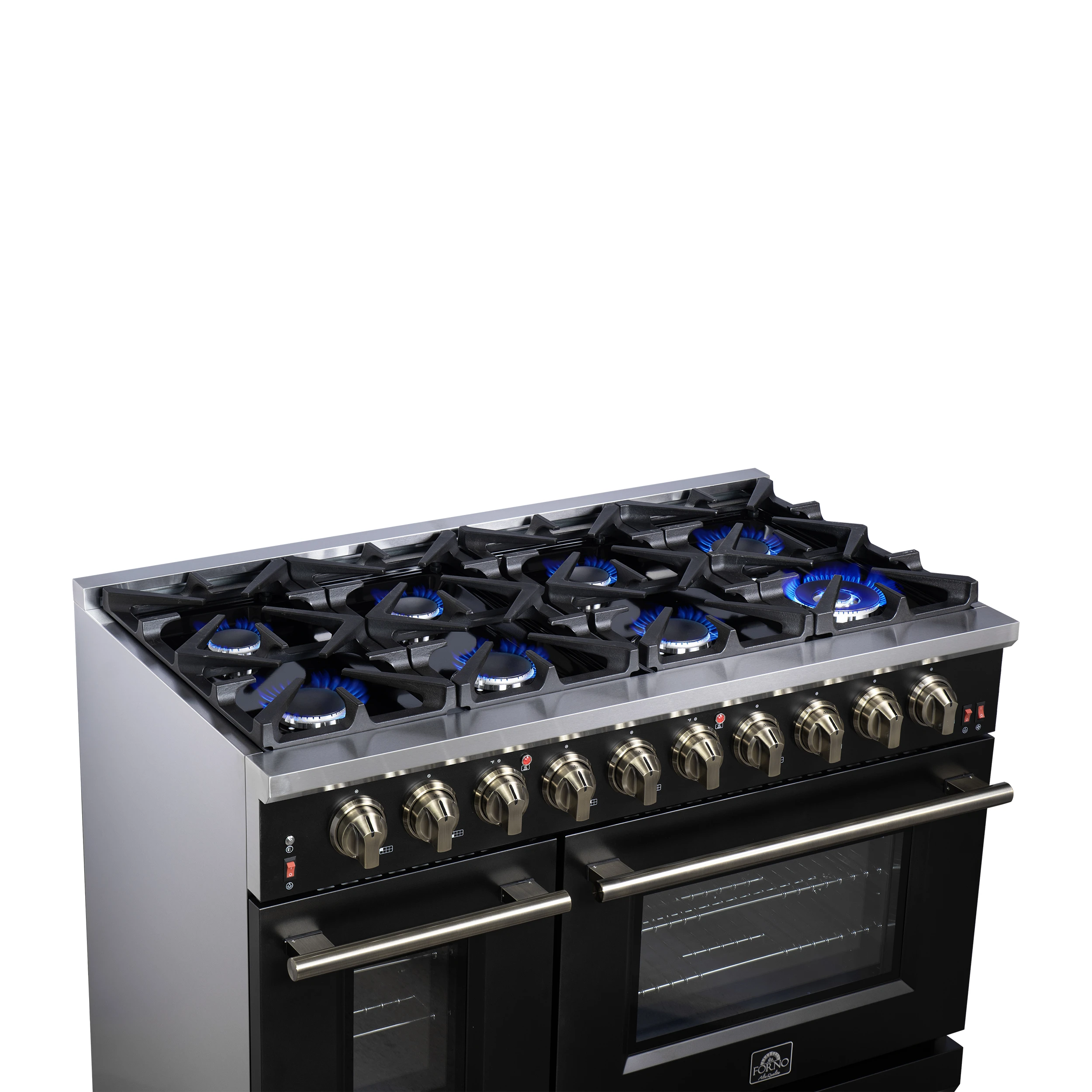 Massimo 48-Inch Black Freestanding Gas Range, 8 Burners, True Convection Oven FFSGS623948BLK