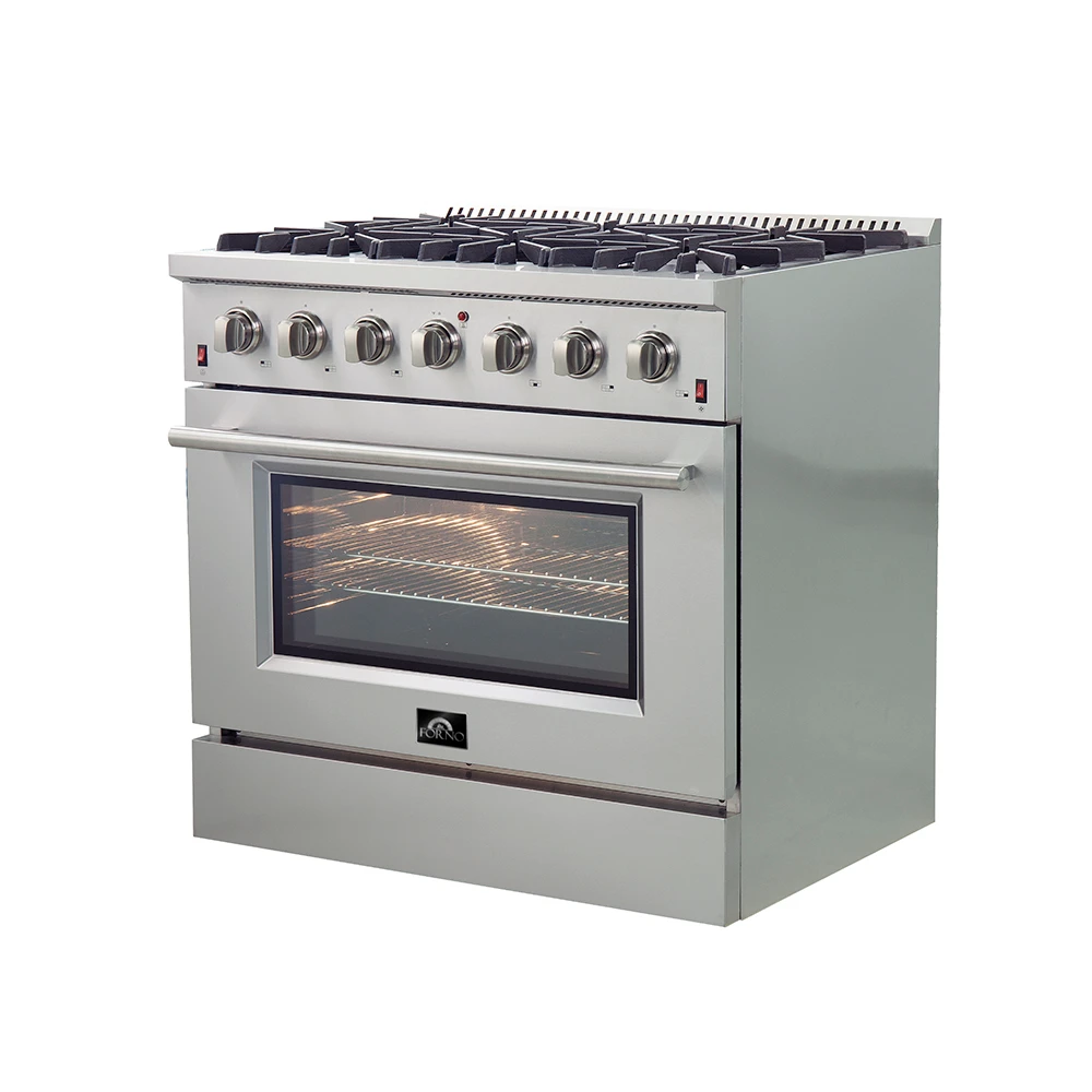 Galiano 36-Inch Freestanding Gas Range, Stainless Steel, 6 Burners, Energy Efficient FFSGS624436
