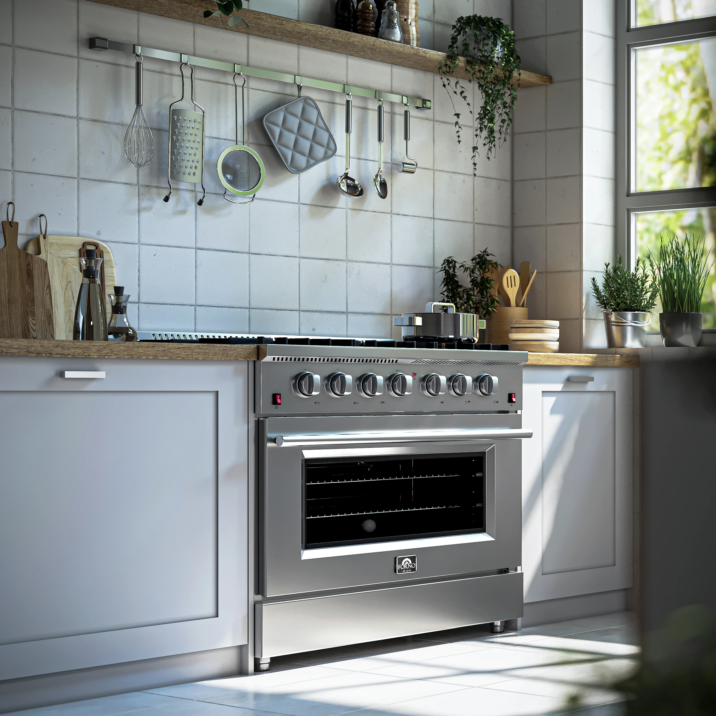 Galiano 36-Inch Freestanding Gas Range, Stainless Steel, 6 Burners, Energy Efficient FFSGS624436