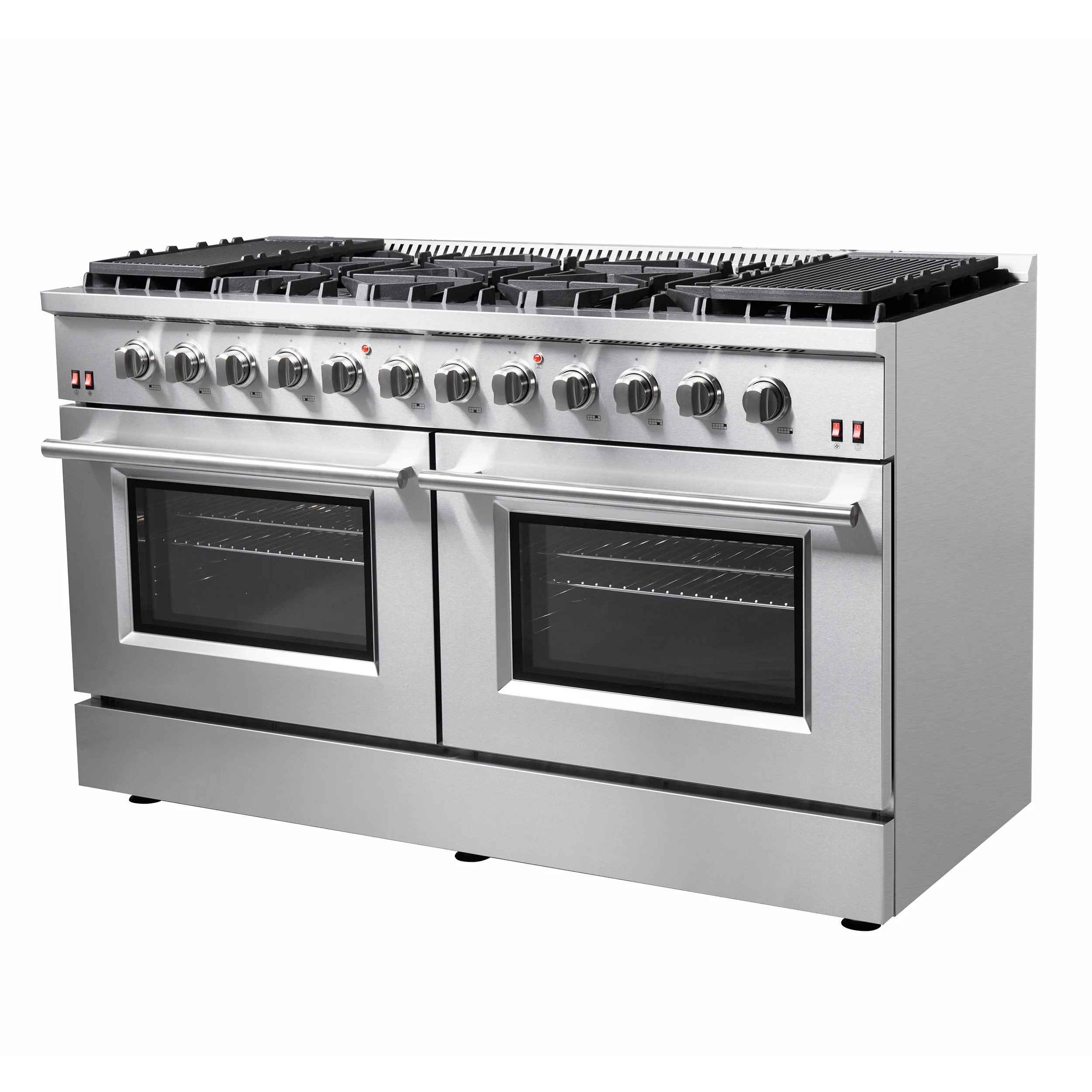 Galiano 60-Inch Freestanding Gas Range, 10 Burners, Double Ovens, Griddle, Energy Efficient FFSGS624460