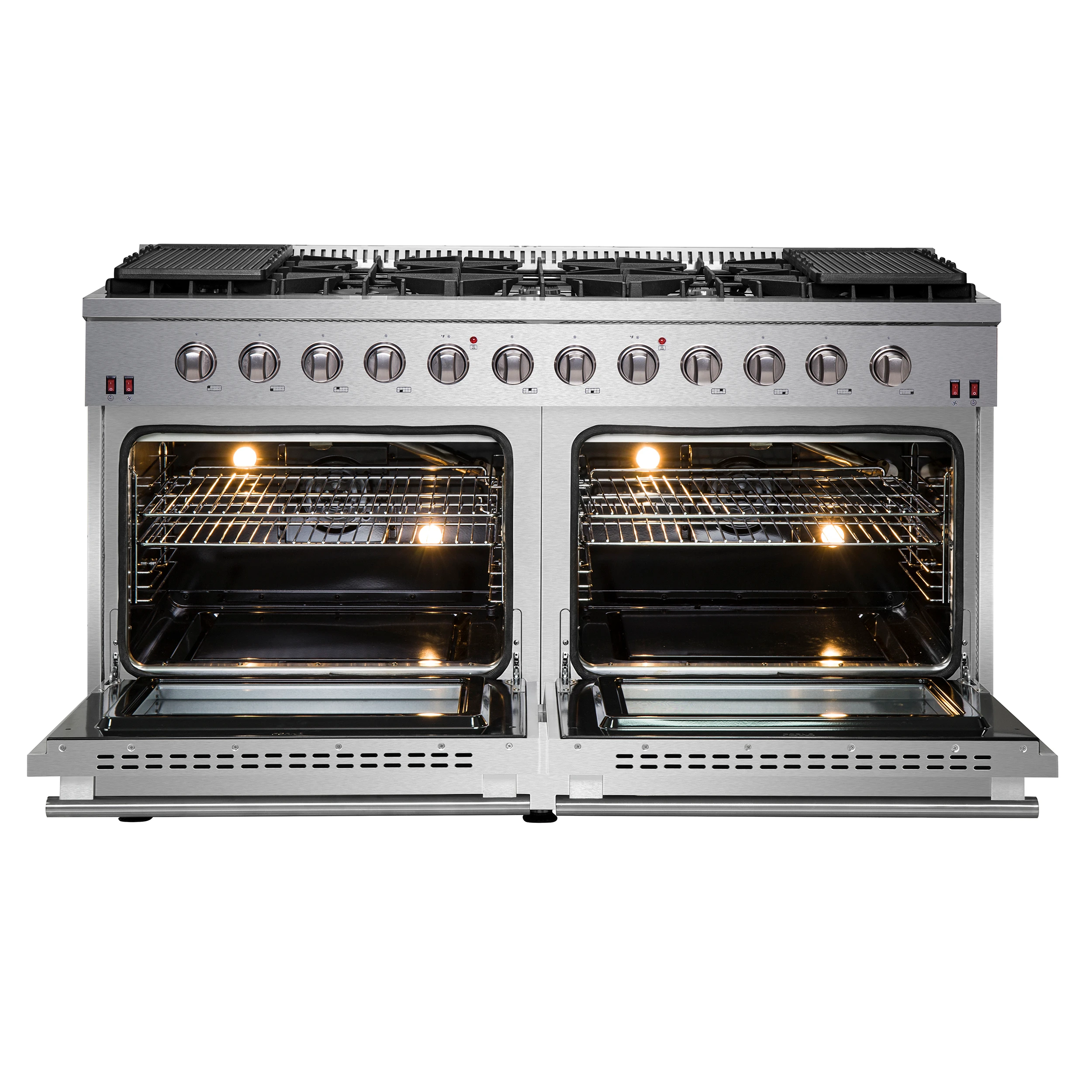 Galiano 60-Inch Freestanding Gas Range, 10 Burners, Double Ovens, Griddle, Energy Efficient FFSGS624460