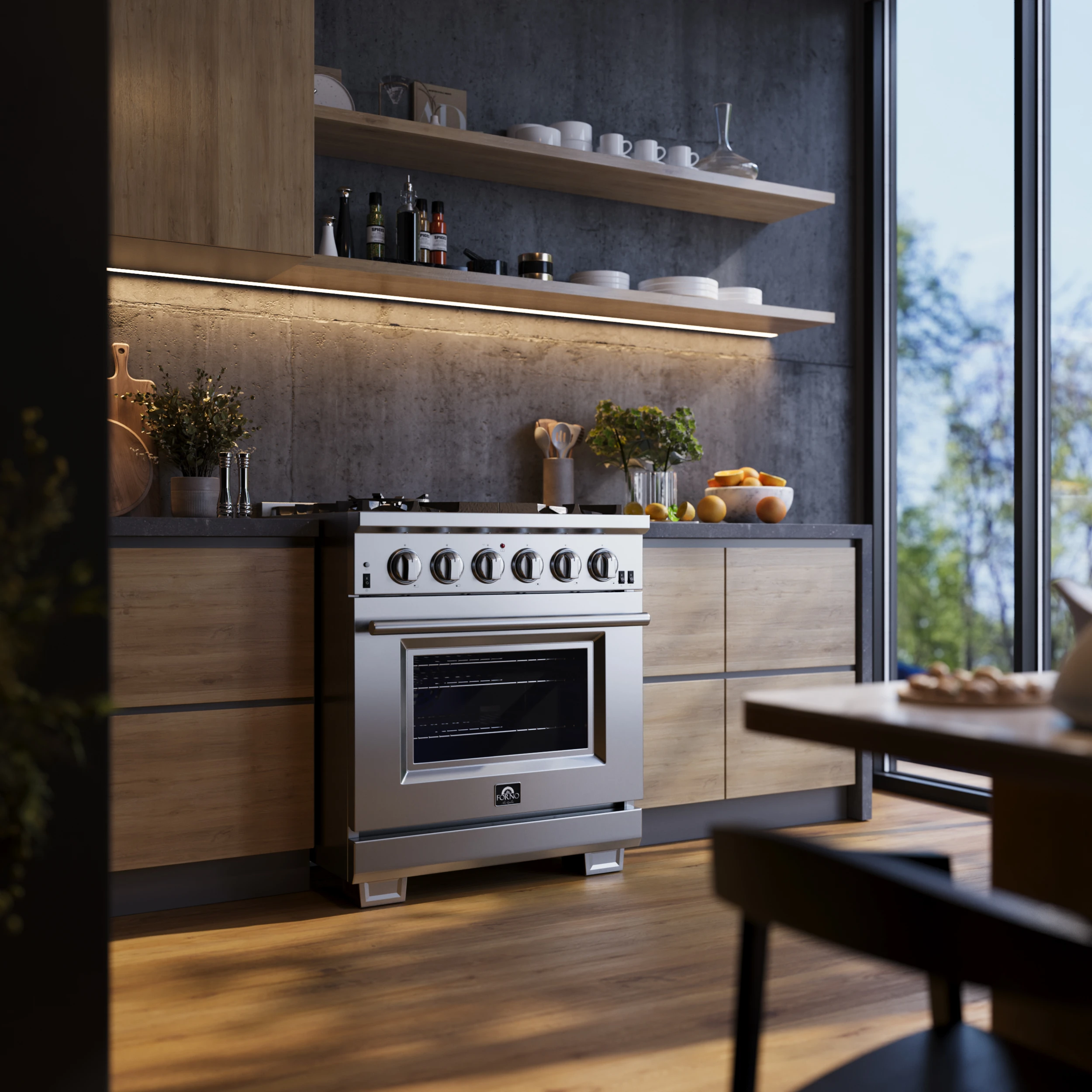 Capriasca 30-Inch Freestanding Gas Range, 4 Burners, True Convection Oven FFSGS626030