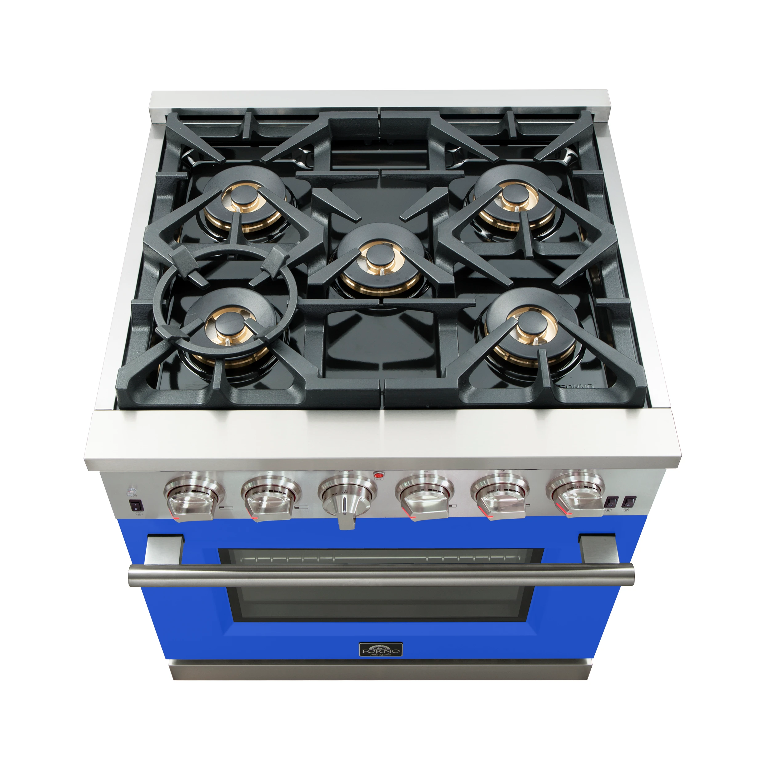 Capriasca 30-Inch Freestanding Gas Range, 4 Burners, True Convection Oven, Blue Door FFSGS626030BLU