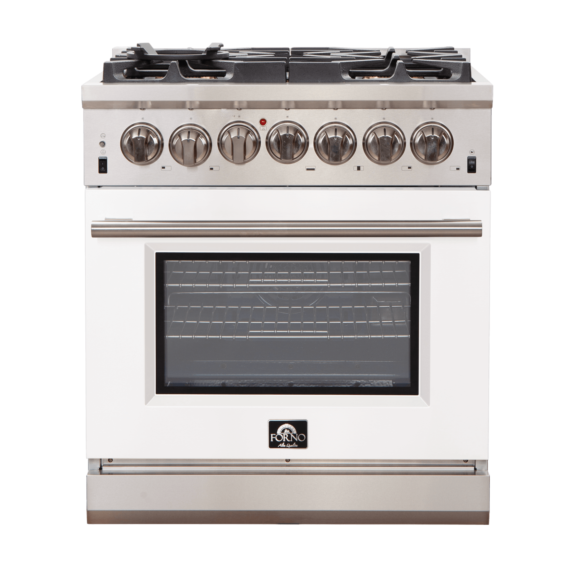 Forno Capriasca 30-inch Gas Range , 5 Brass Burners 100,000 BTU, 4.32 cu.ft. Oven White FFSGS626030WHT Picture 1
