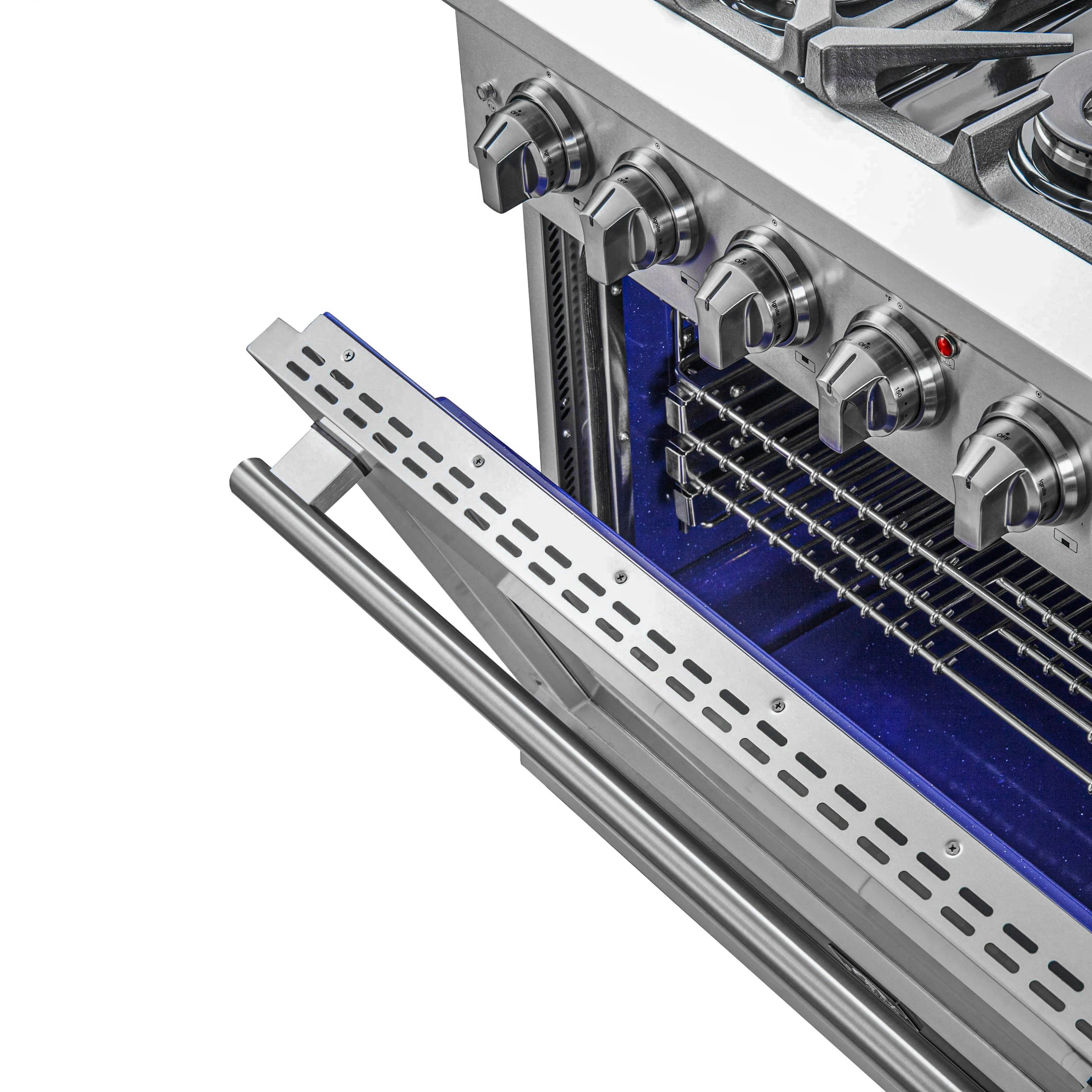 Capriasca 36-Inch Gas Range, Stainless Steel, 6 Brass Burners, 120,000 BTU, Convection Oven, Energy Efficient FFSGS626036