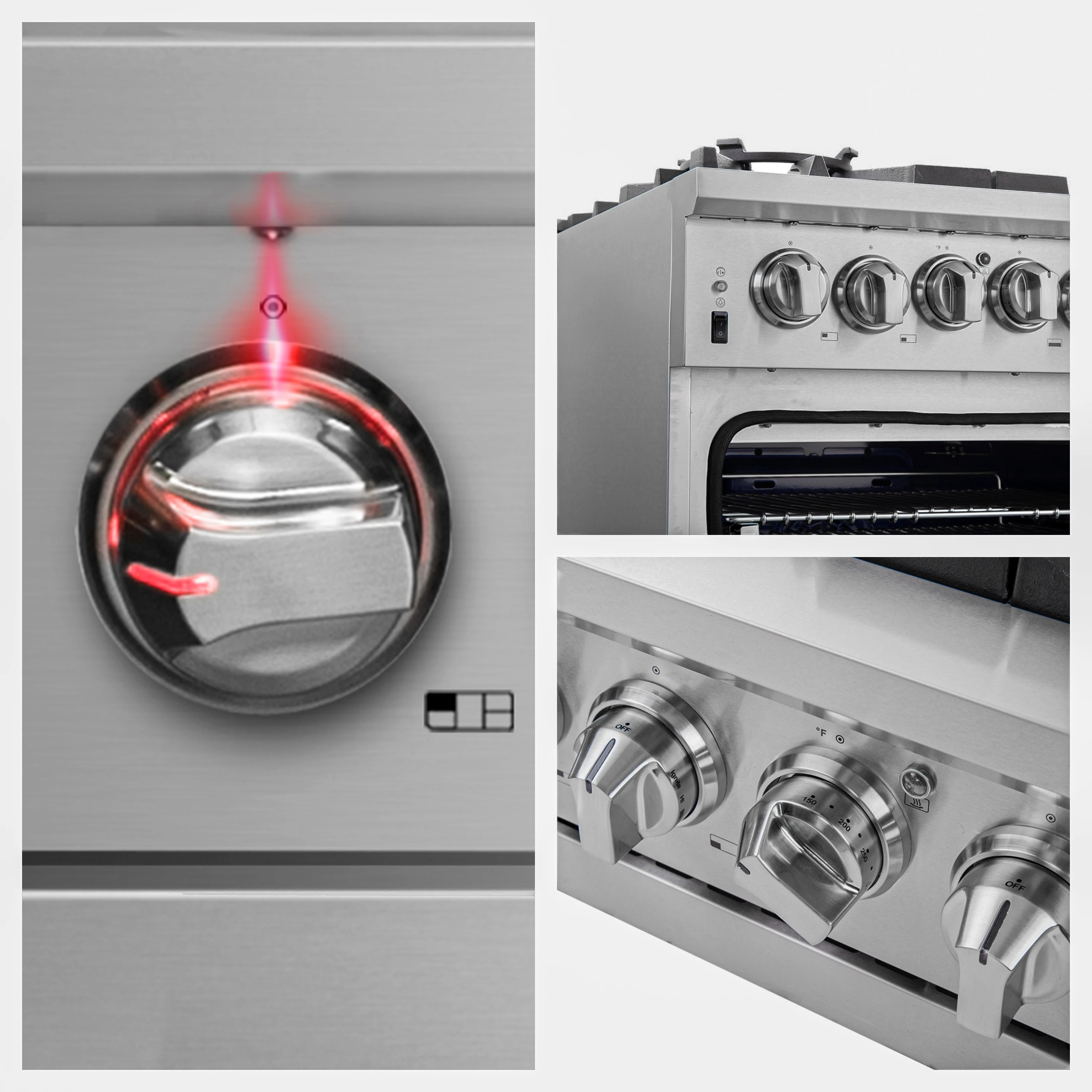 Capriasca 36-Inch Gas Range, Stainless Steel, 6 Brass Burners, 120,000 BTU, Convection Oven, Energy Efficient FFSGS626036