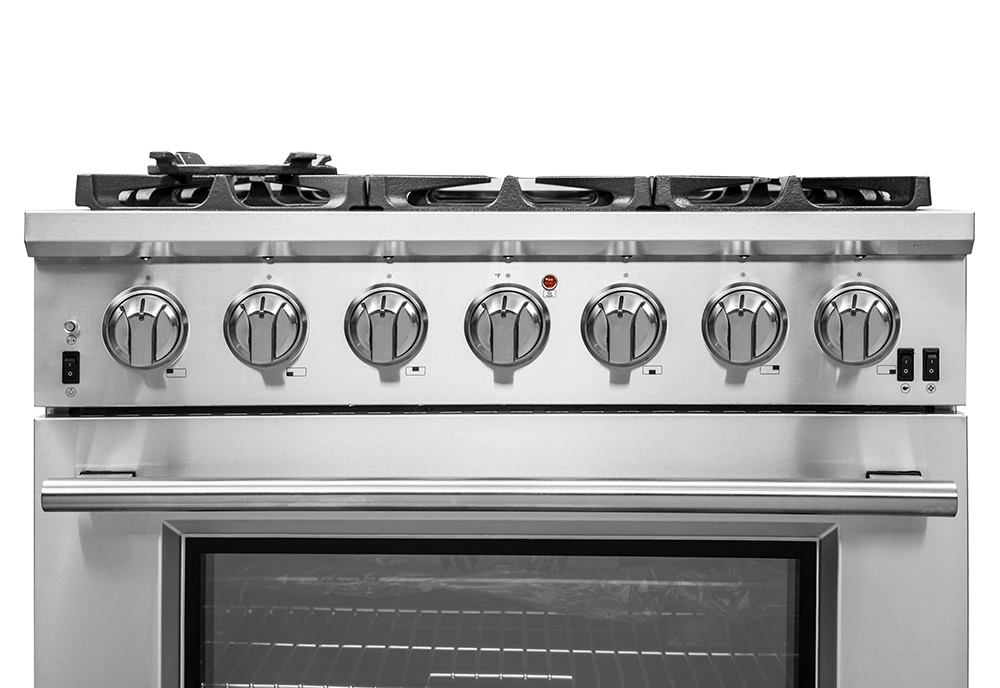 Capriasca 36-Inch Gas Range, Stainless Steel, 6 Brass Burners, 120,000 BTU, Convection Oven, Energy Efficient FFSGS626036