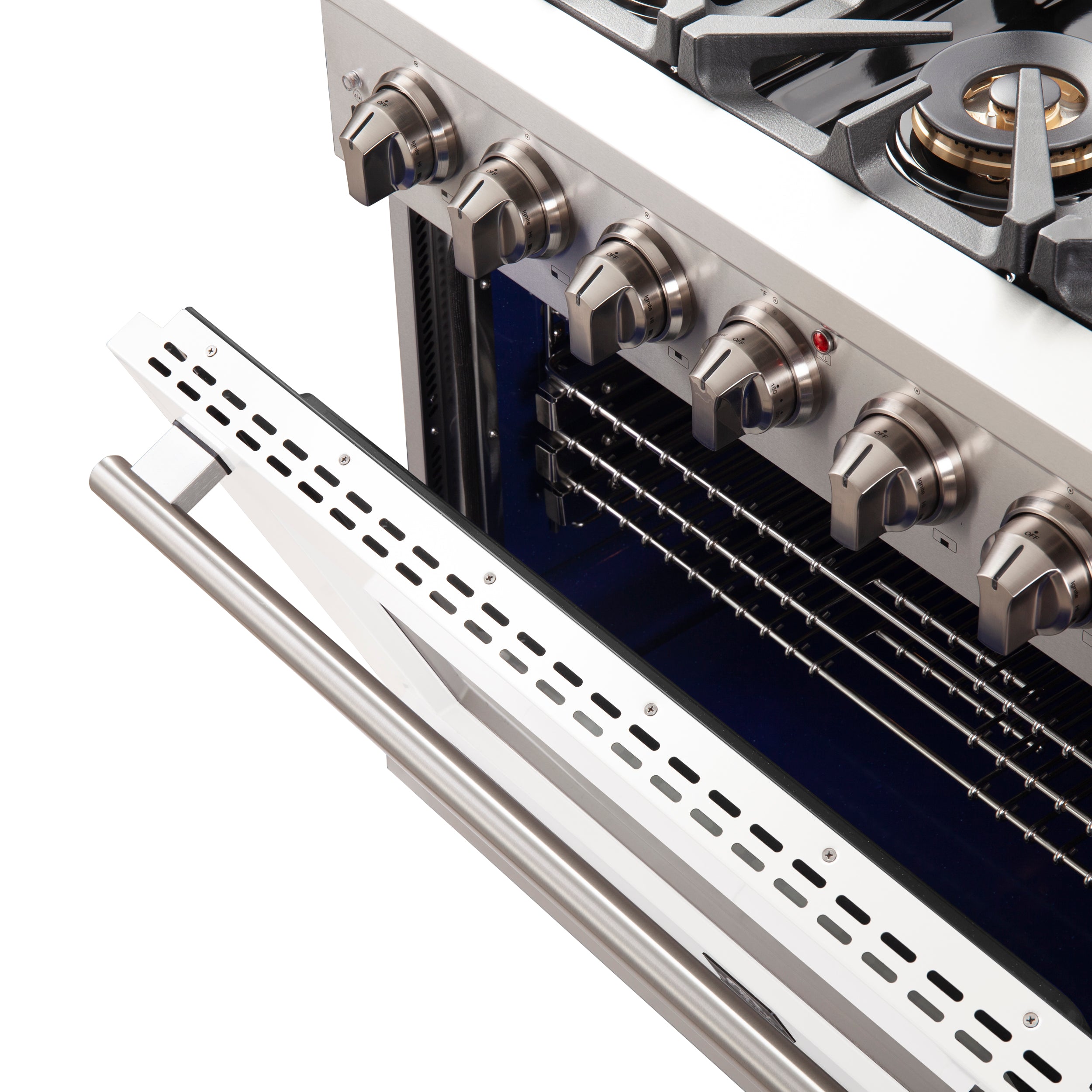 Capriasca 36-Inch Gas Range, , 6 Brass Burners, 120,000 BTU, Convection Oven, Energy Efficient, Door FFSGS626036WHT