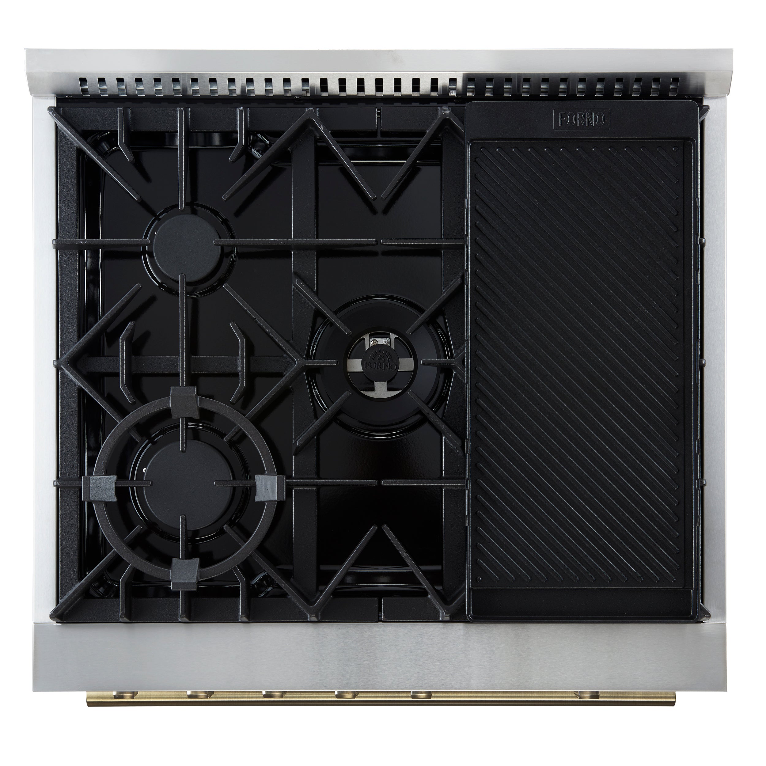 Giovanni 30-inch Gas Range & Antique Brass Design, 5 Burners 67,000 BTU, 4.32 cu.ft. Convection Oven FFSGS627430BLK