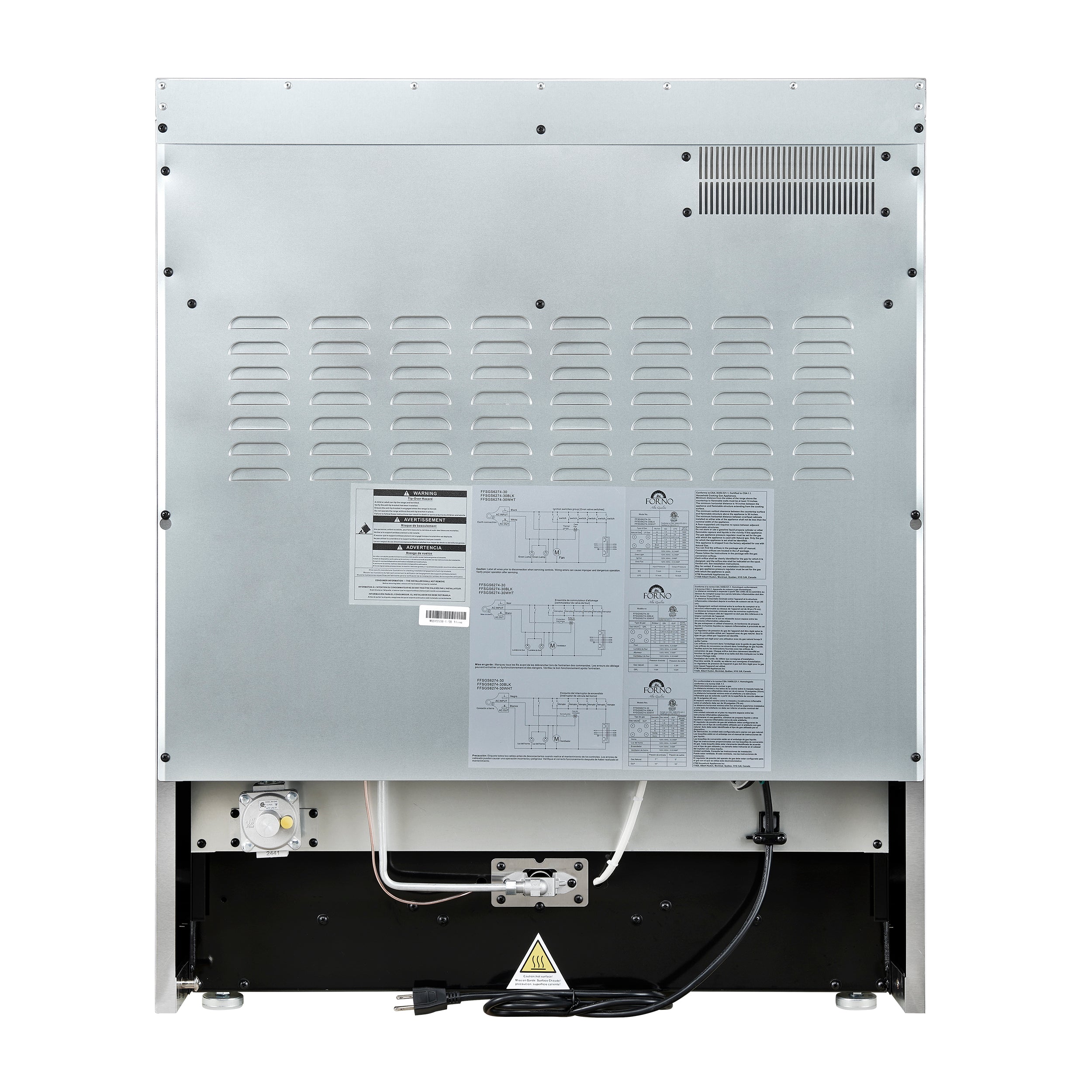 Giovanni 30-inch Gas Range & Antique Brass Design, 5 Burners 67,000 BTU, 4.32 cu.ft. Convection Oven FFSGS627430BLK