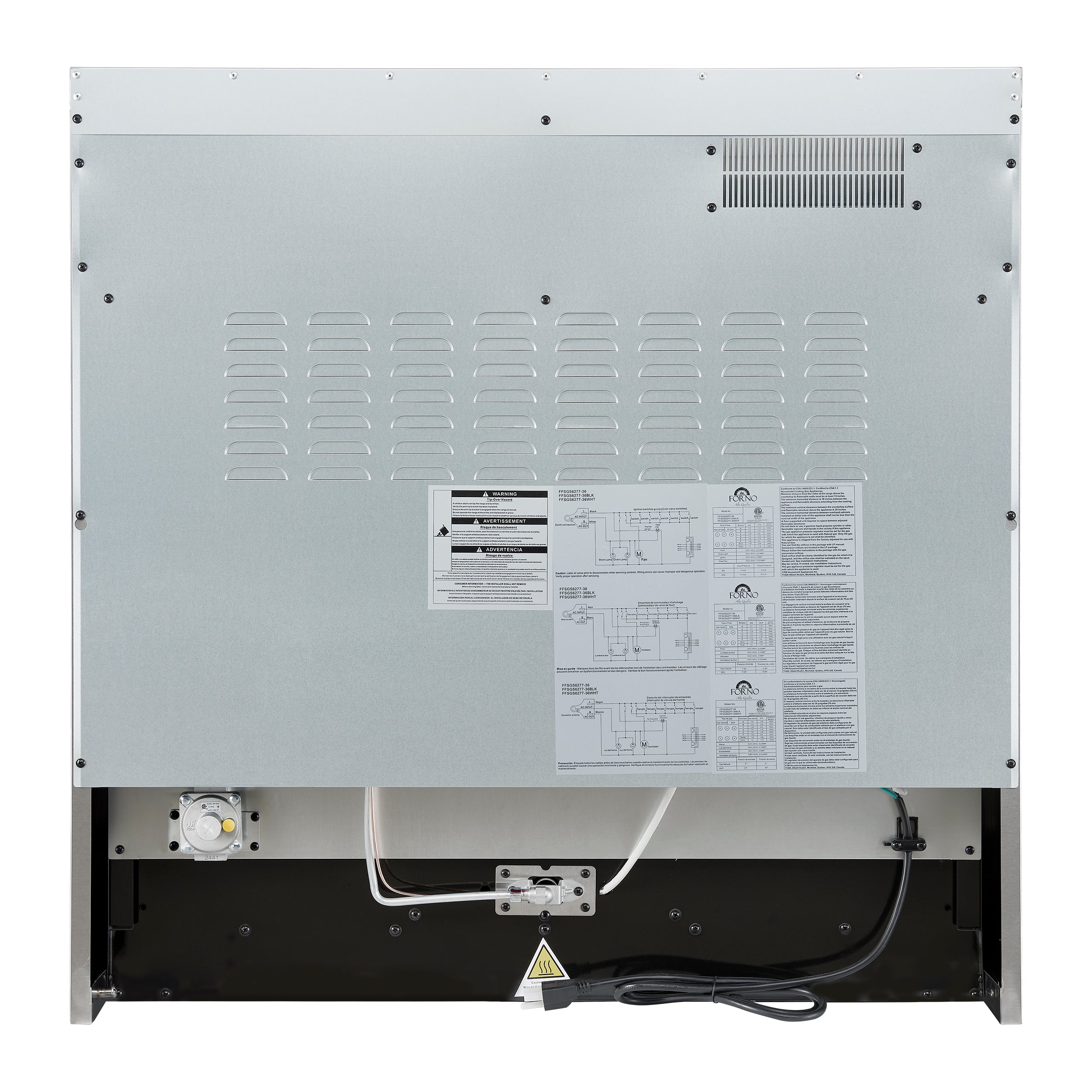 Marco 36-Inch Gas Range & Antique Brass Design, 6 Burners 67,000 BTU, 5.36 cu.ft. Convection Oven FFSGS627736WHT