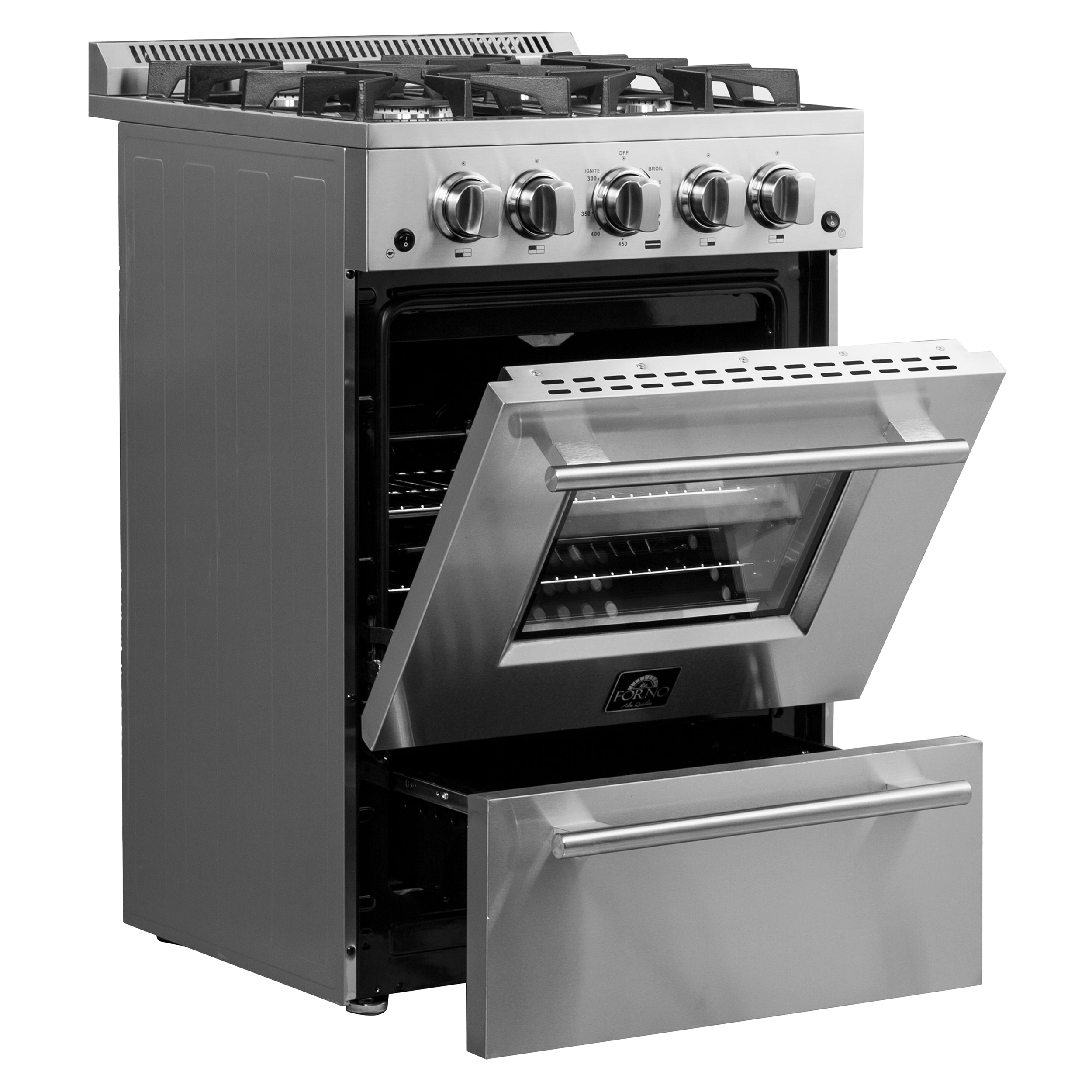 Breno 24-Inch Freestanding Gas Range, Plug Included, Energy Efficient FFSGS629024