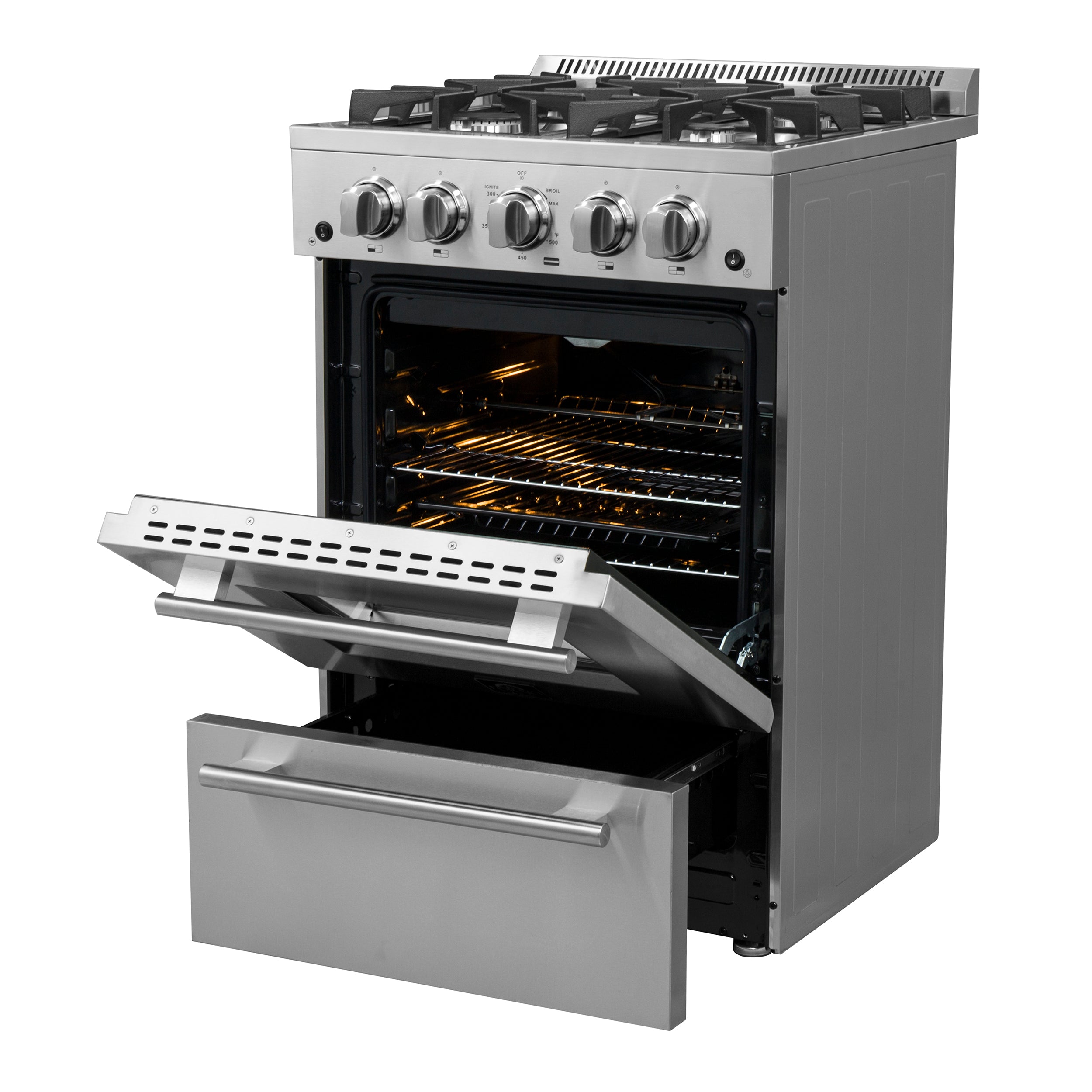 Breno 24-Inch Freestanding Gas Range, Plug Included, Energy Efficient FFSGS629024