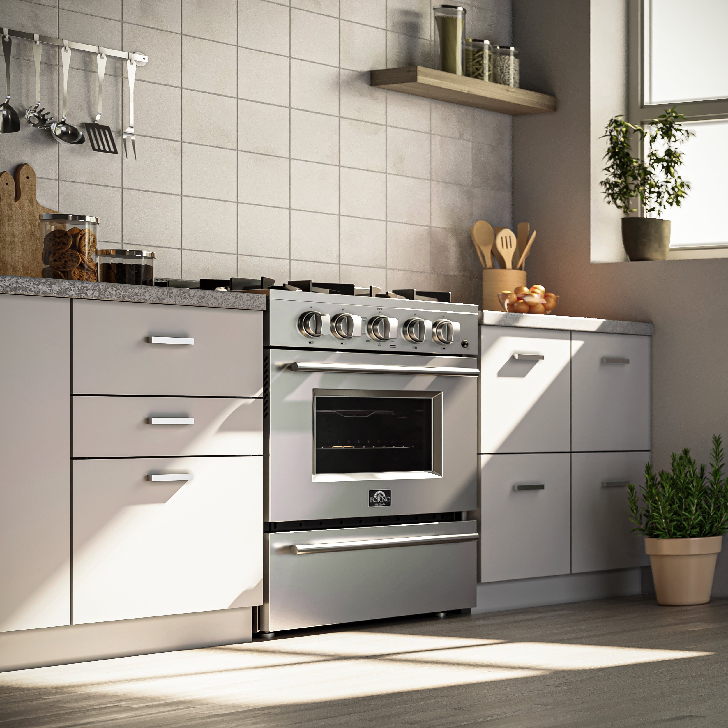 Breno 24-Inch Freestanding Gas Range, Plug Included, Energy Efficient FFSGS629024