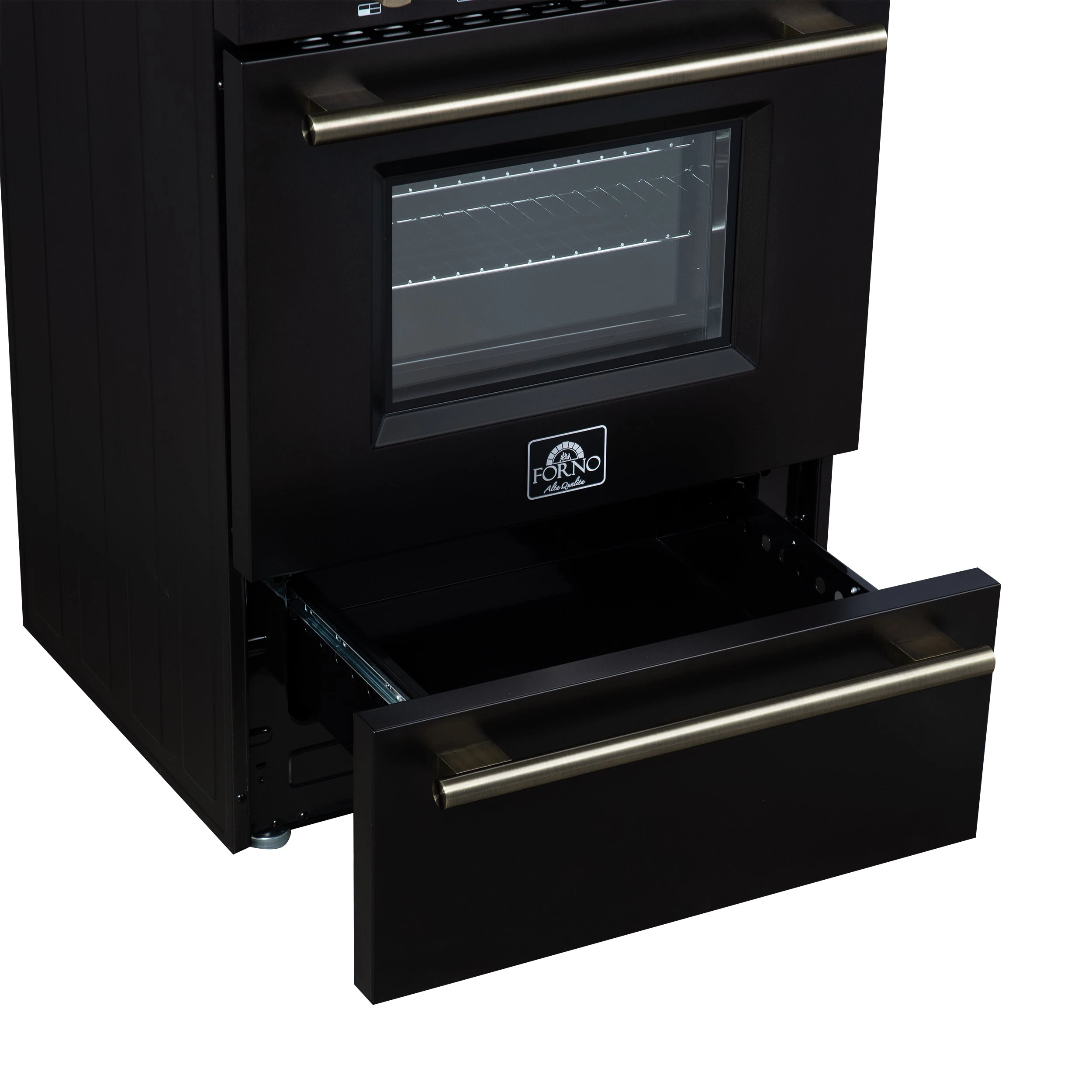 Breno 24 Inch Freestanding Gas Range in with Antique Brass, Plug Included, Energy Efficient FFSGS629024BLK