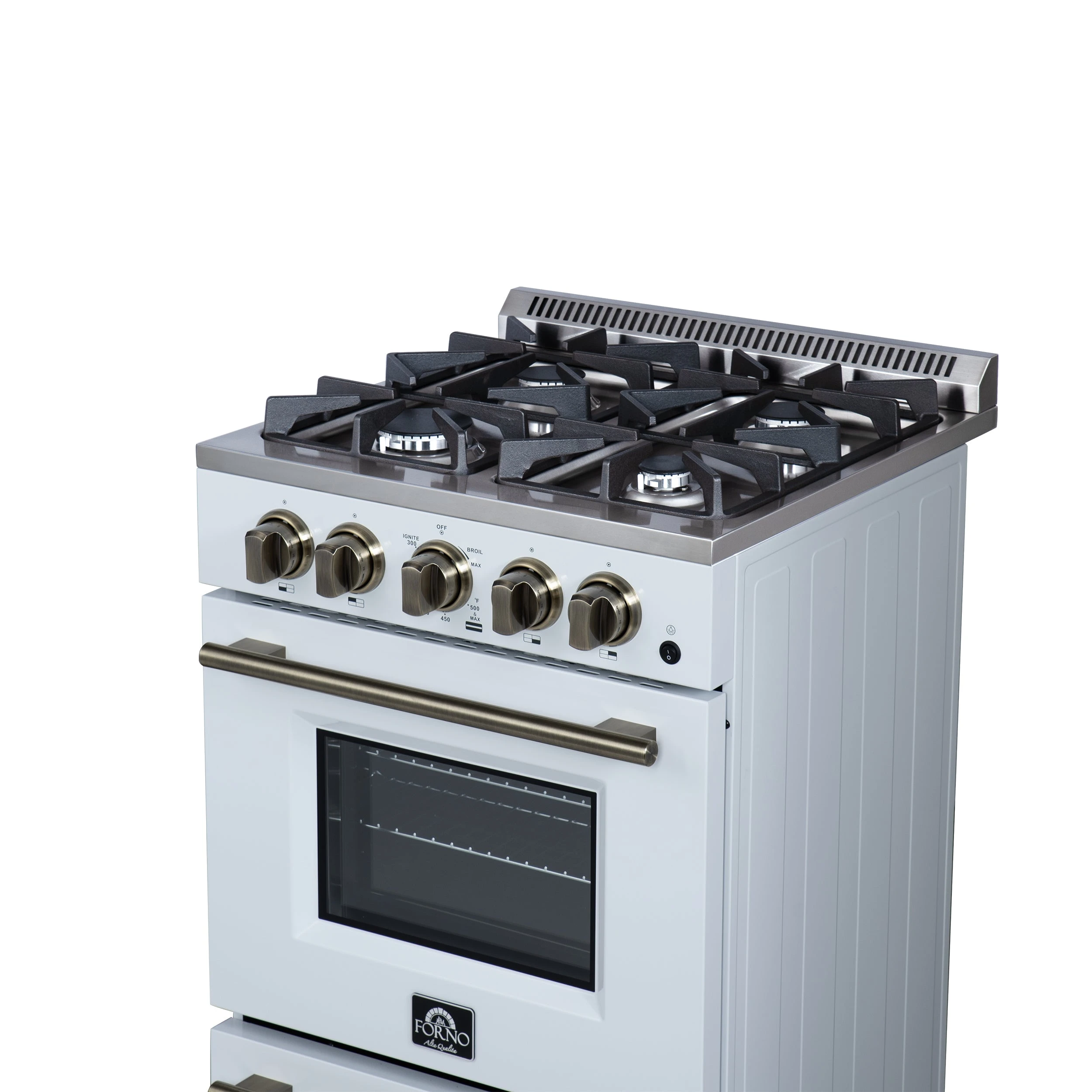 Breno 24 Inch Freestanding Gas Range in with Antique Brass, Plug Included, Energy Efficient FFSGS629024WHT