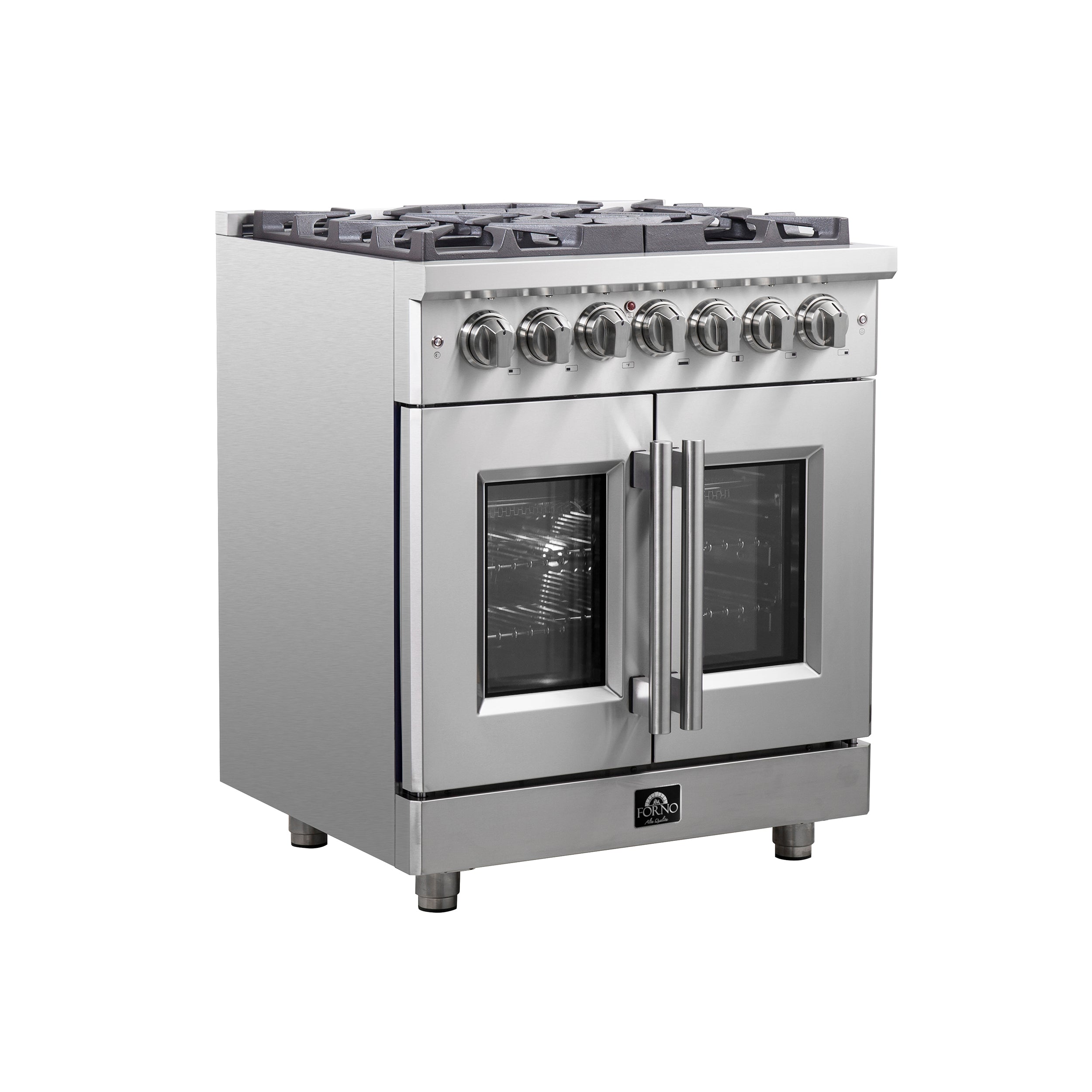 Massimo 30-Inch Freestanding French Door Dual Fuel Range, 4 Burners, True Convection Oven FFSGS632530