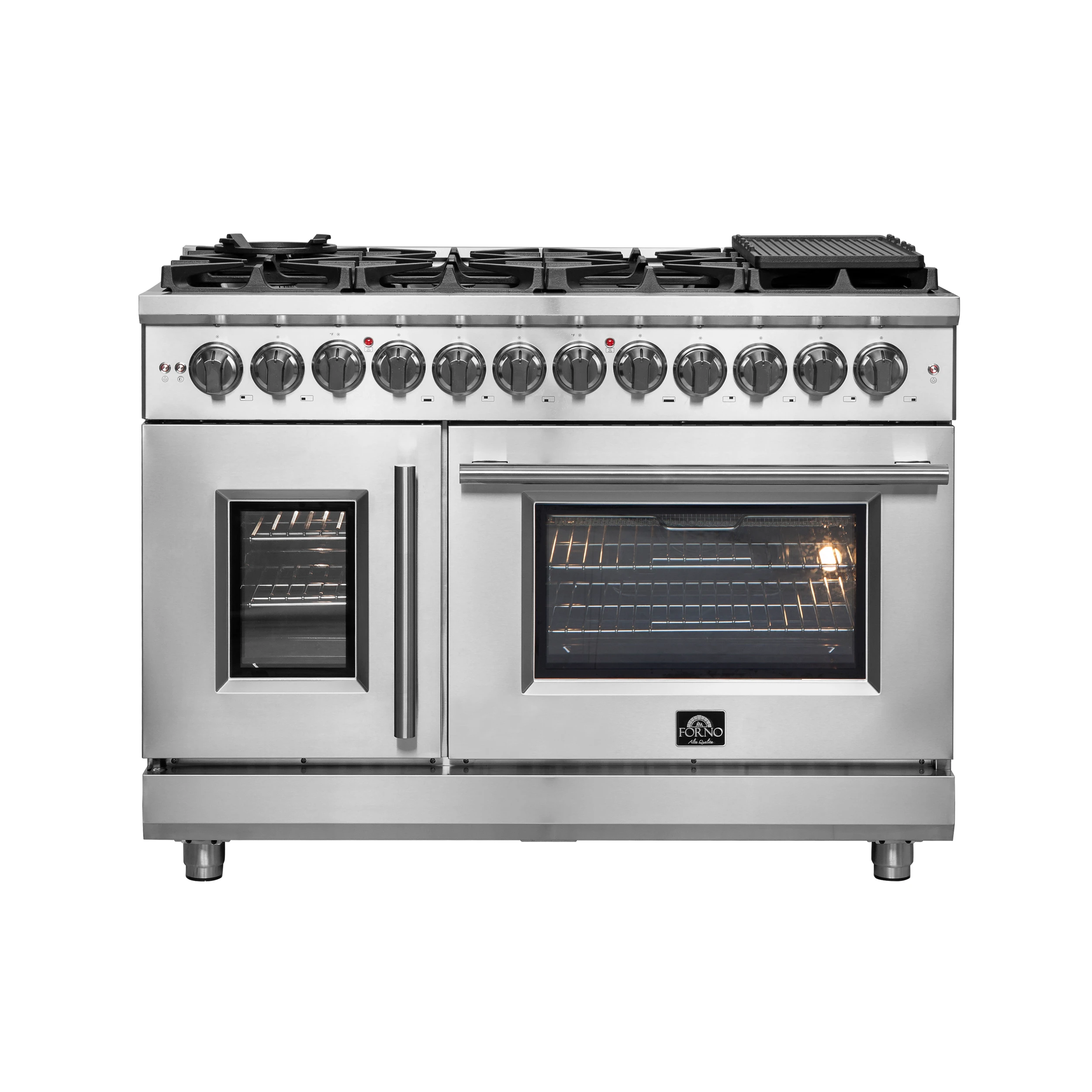 Massimo 48-Inch Freestanding French Door Dual Fuel Range, 8 Burners, True Convection Oven FFSGS632548