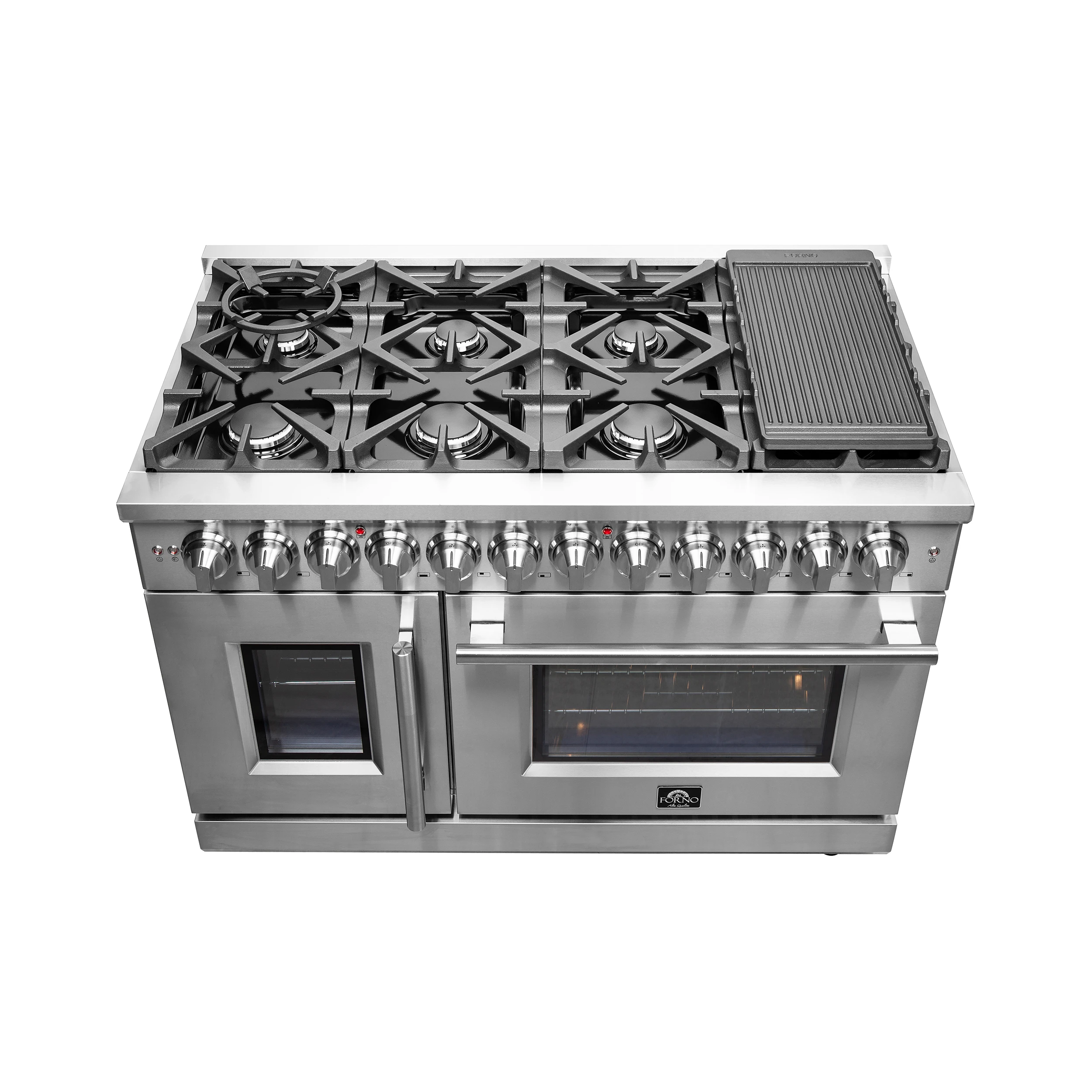 Massimo 48-Inch Freestanding French Door Dual Fuel Range, 8 Burners, True Convection Oven FFSGS632548