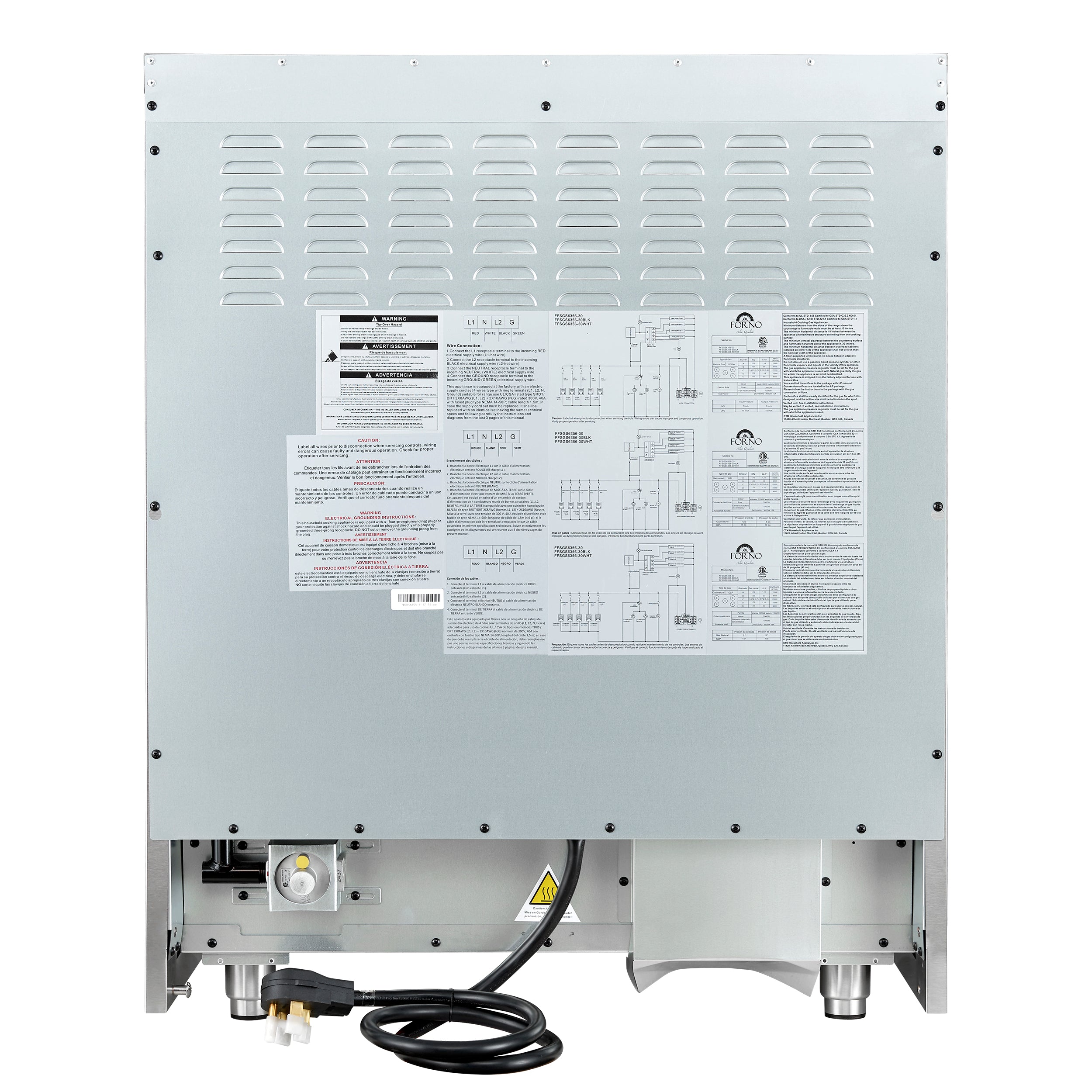 Galiano 30-inch Freestanding French Door Dual Fuel Range FFSGS635630BLK