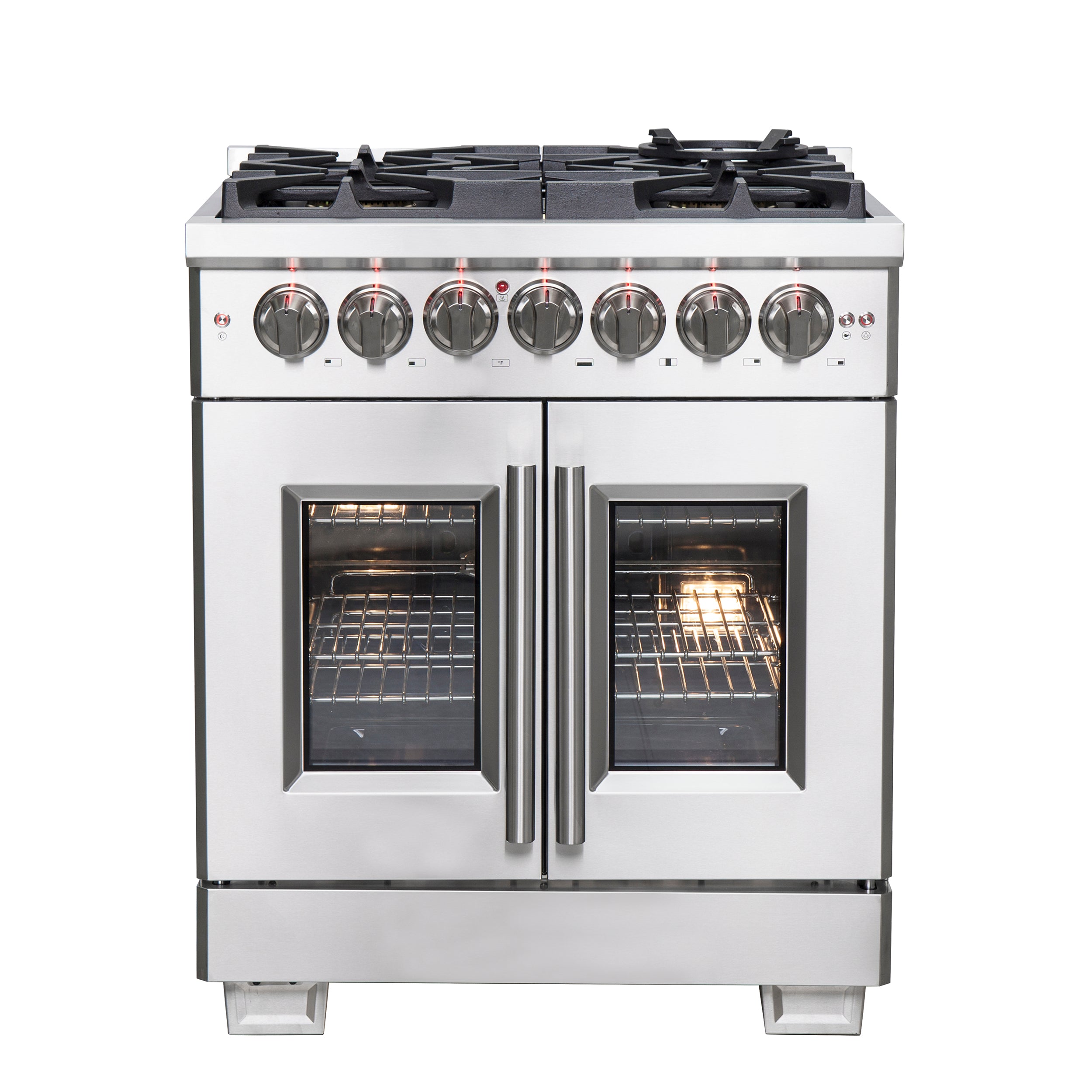 Capriasca 30-Inch Freestanding French Door Dual Fuel Range, 4 Burners, True Convection Oven FFSGS638730