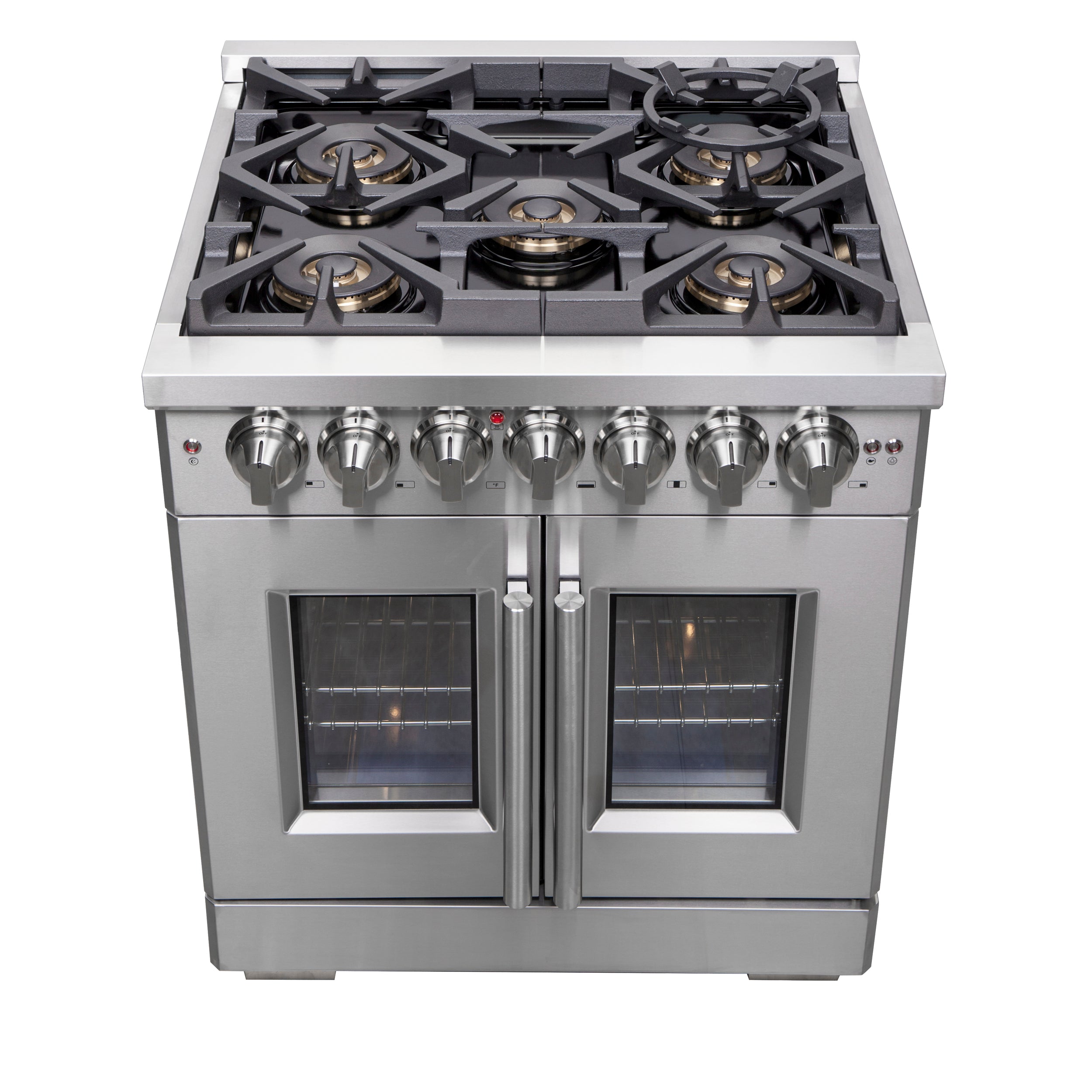 Capriasca 30-Inch Freestanding French Door Dual Fuel Range, 4 Burners, True Convection Oven FFSGS638730