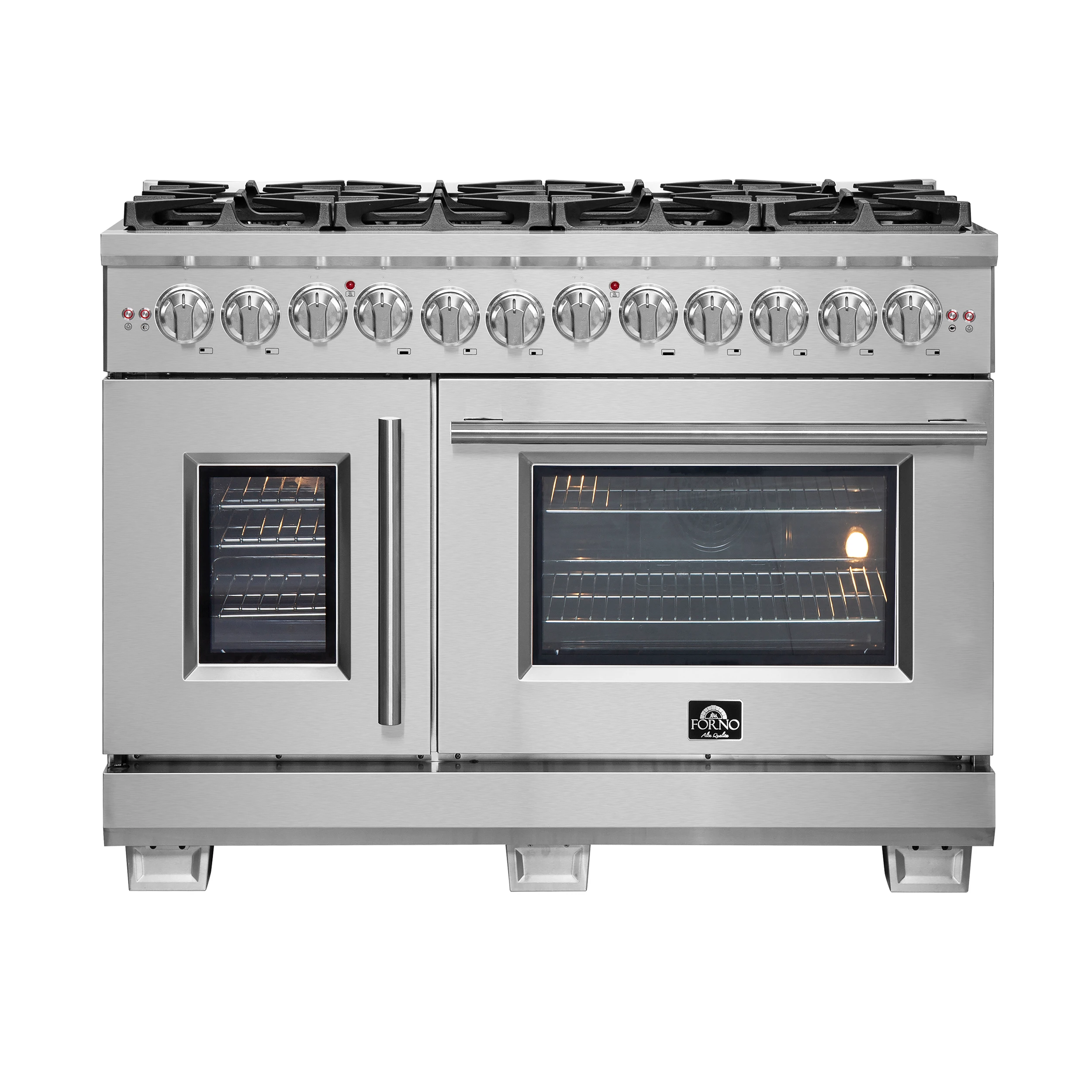 Capriasca 48-Inch Freestanding French Door Dual Fuel Range, 8 Burners, True Convection Oven FFSGS638748