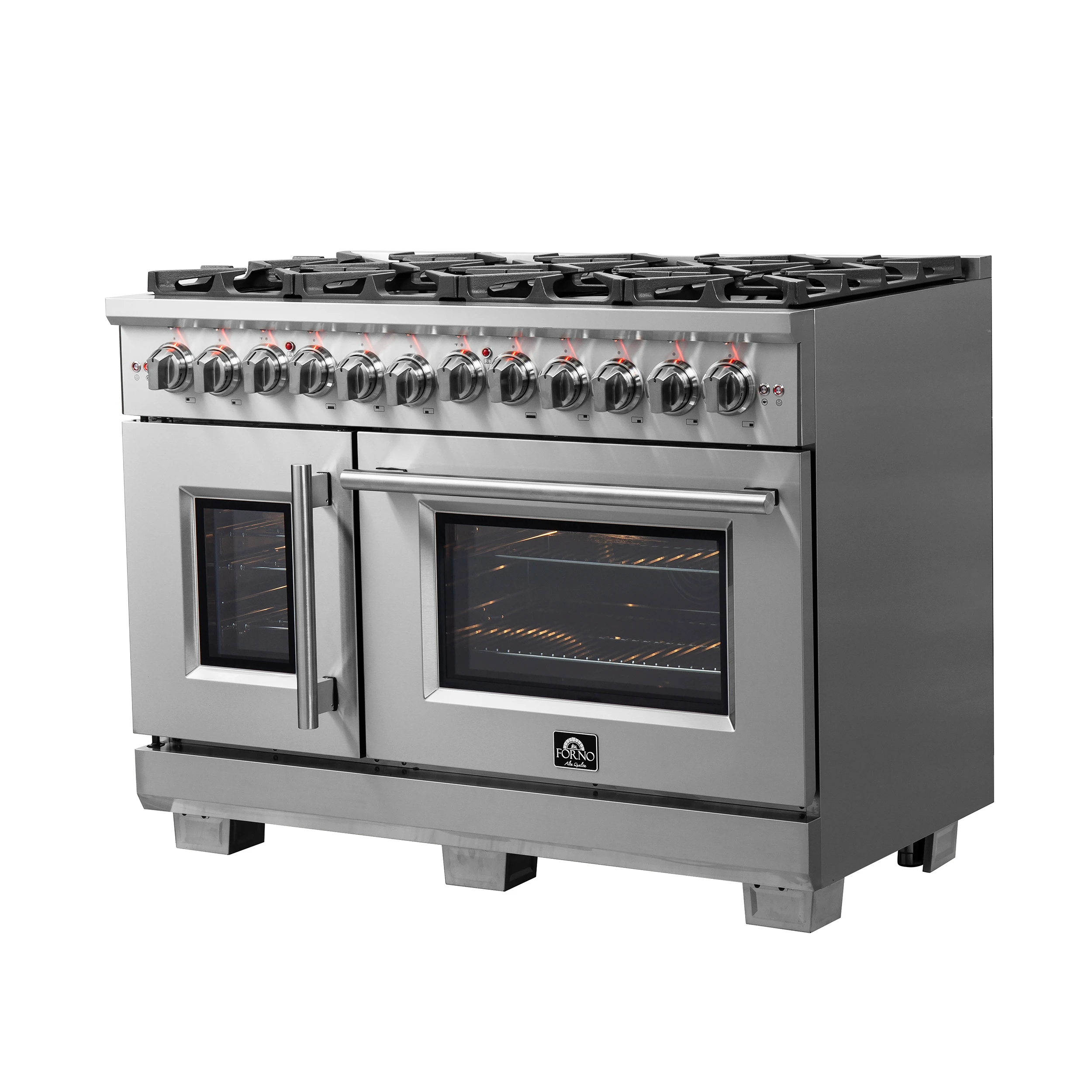 Capriasca 48-Inch Freestanding French Door Dual Fuel Range, 8 Burners, True Convection Oven FFSGS638748