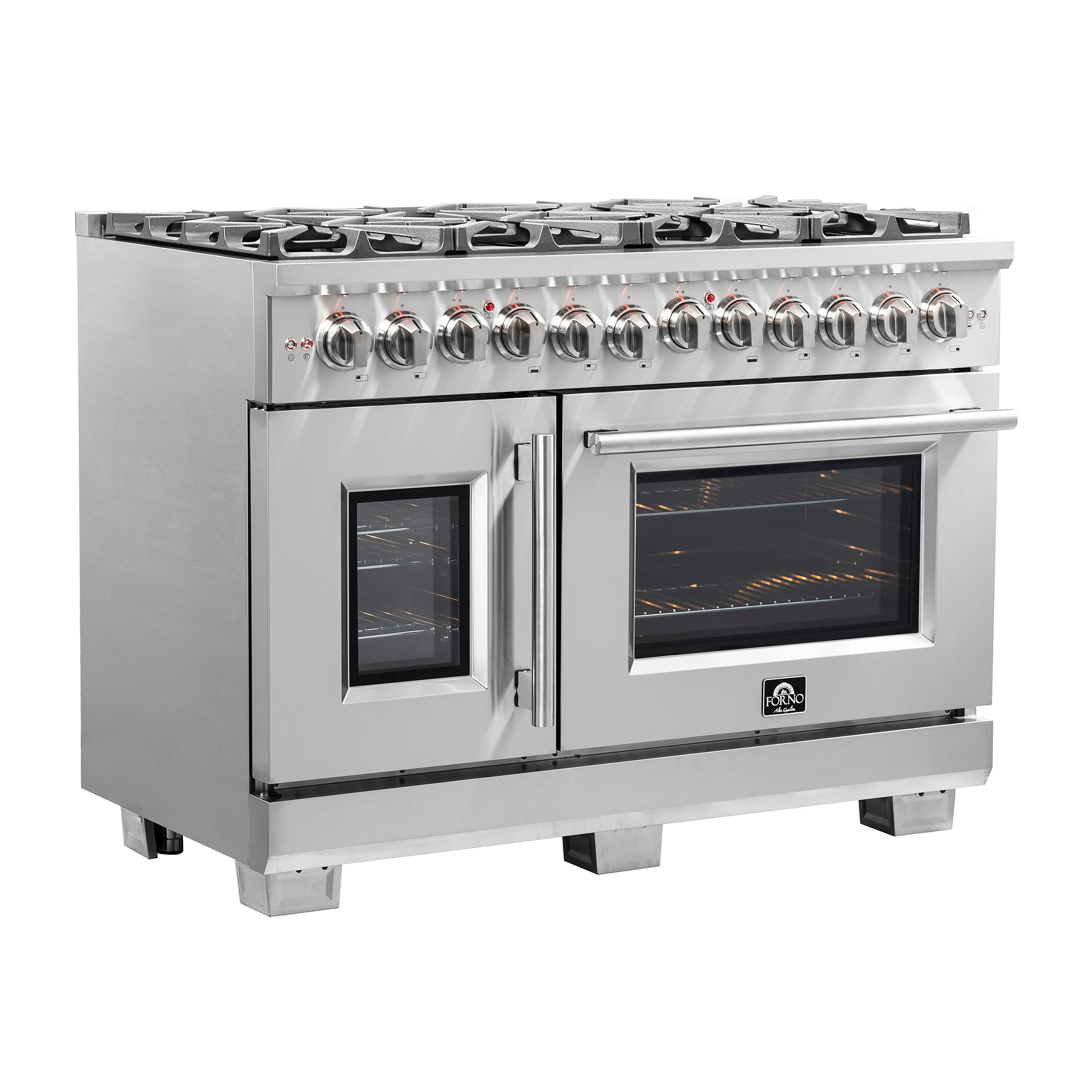Capriasca 48-Inch Freestanding French Door Dual Fuel Range, 8 Burners, True Convection Oven FFSGS638748