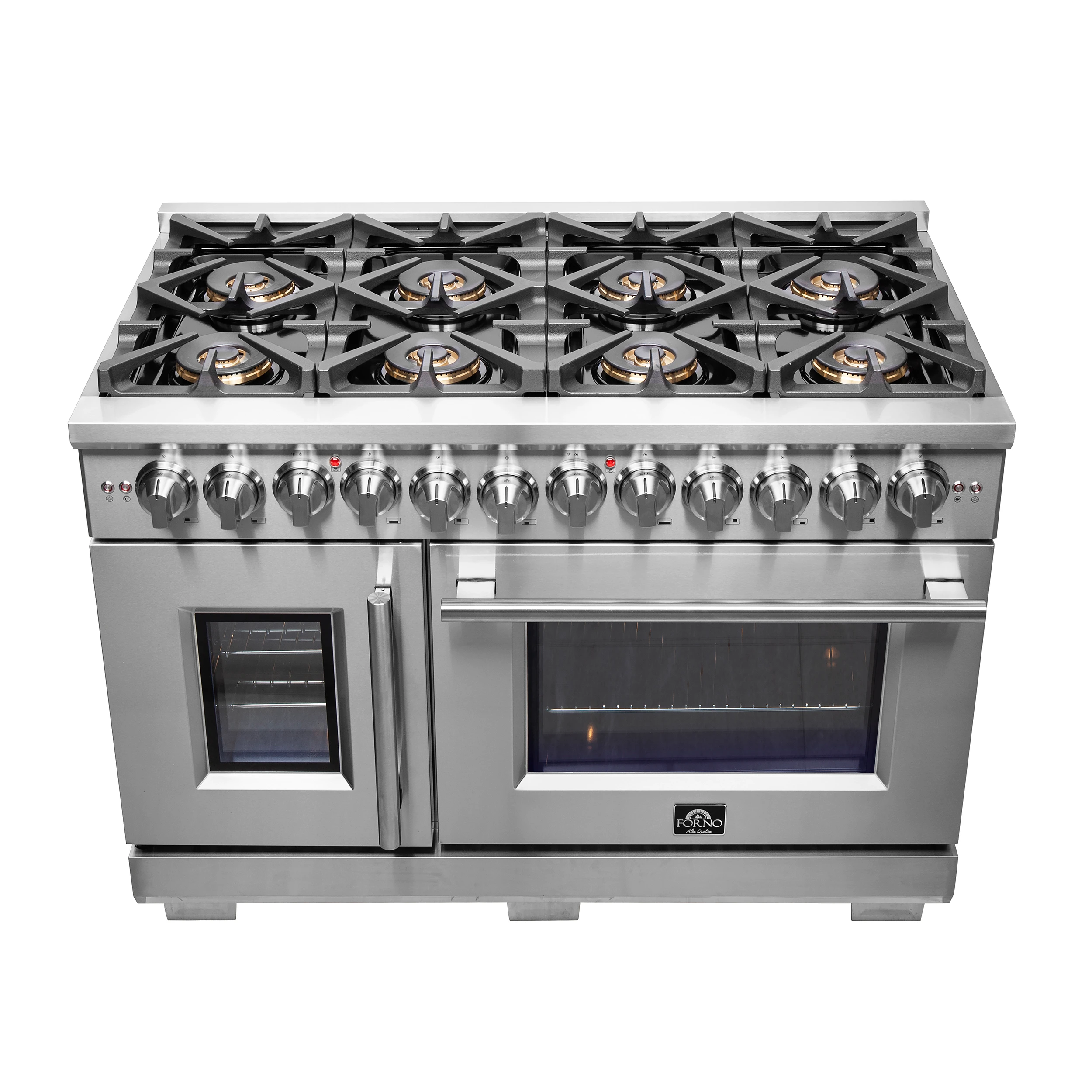 Capriasca 48-Inch Freestanding French Door Dual Fuel Range, 8 Burners, True Convection Oven FFSGS638748