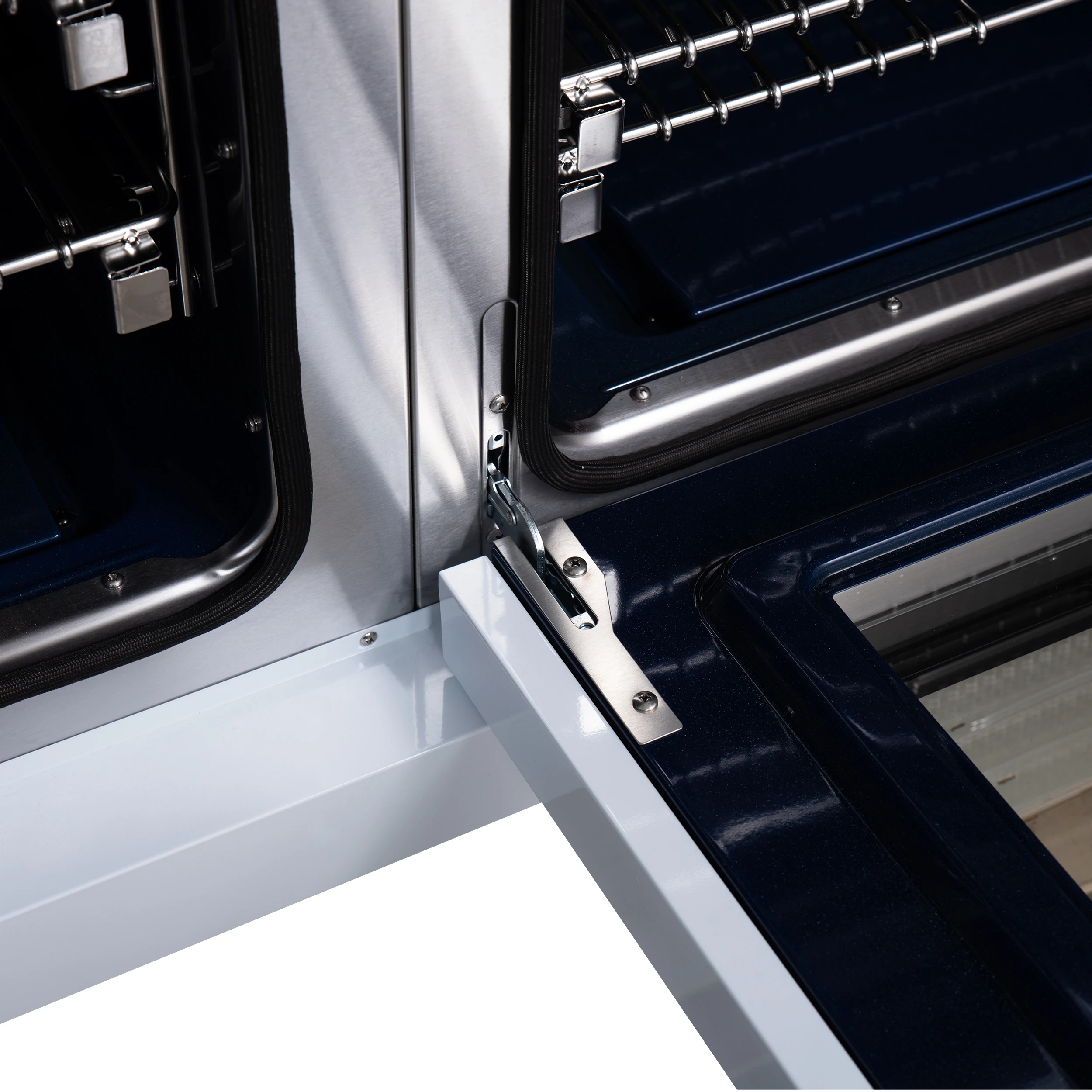 Capriasca 48 Inch Freestanding French Door Dual Fuel Range in White with Antique Brass Accessories, 8 Burners, True Convection Oven FFSGS638748WHT